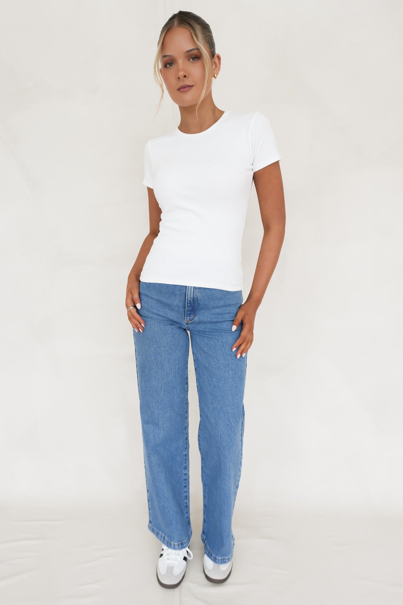 BZ Luxe Rib Tee White