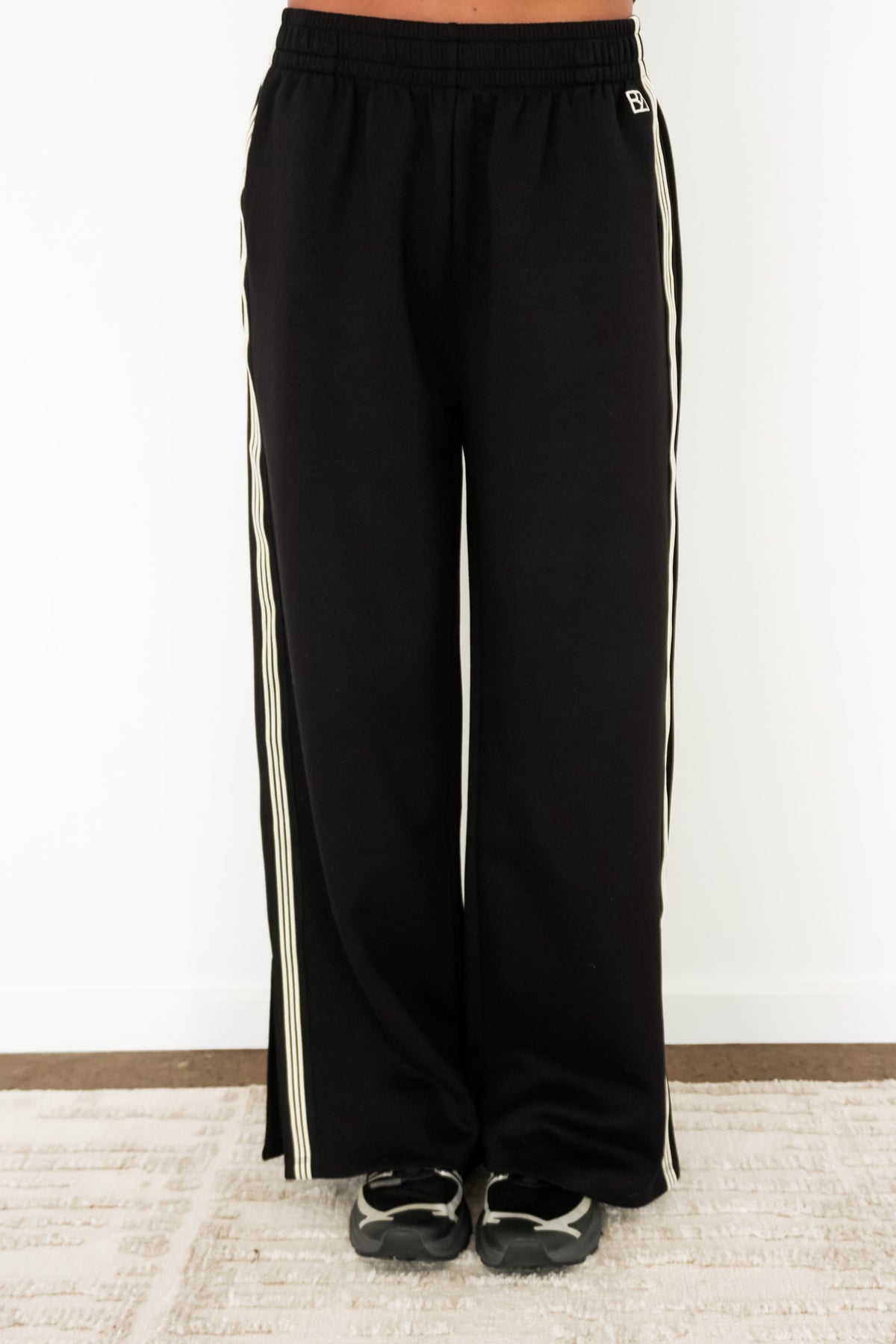 Cole Stripe Track Pant Black