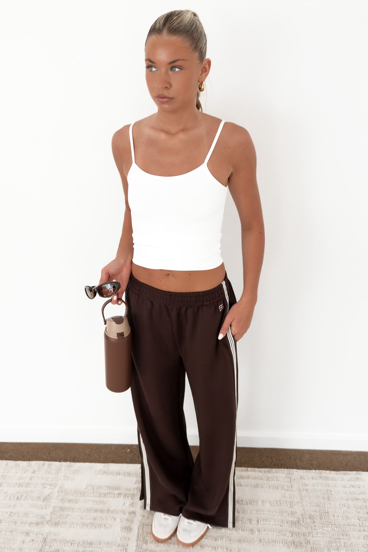 Cole Stripe Track Pant Chocolate