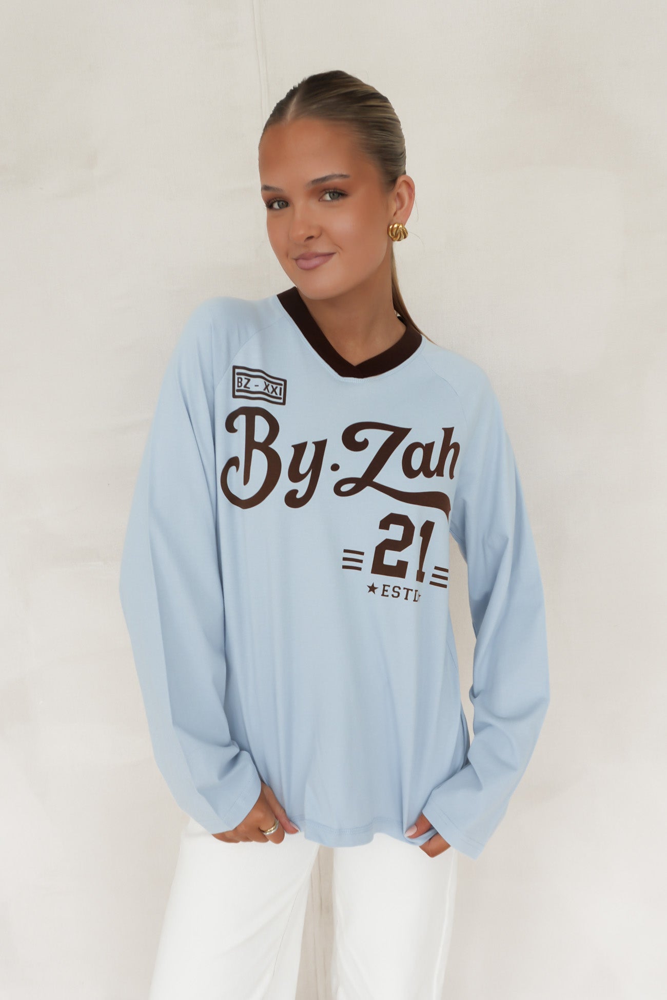 Drew Raglan Top Blue
