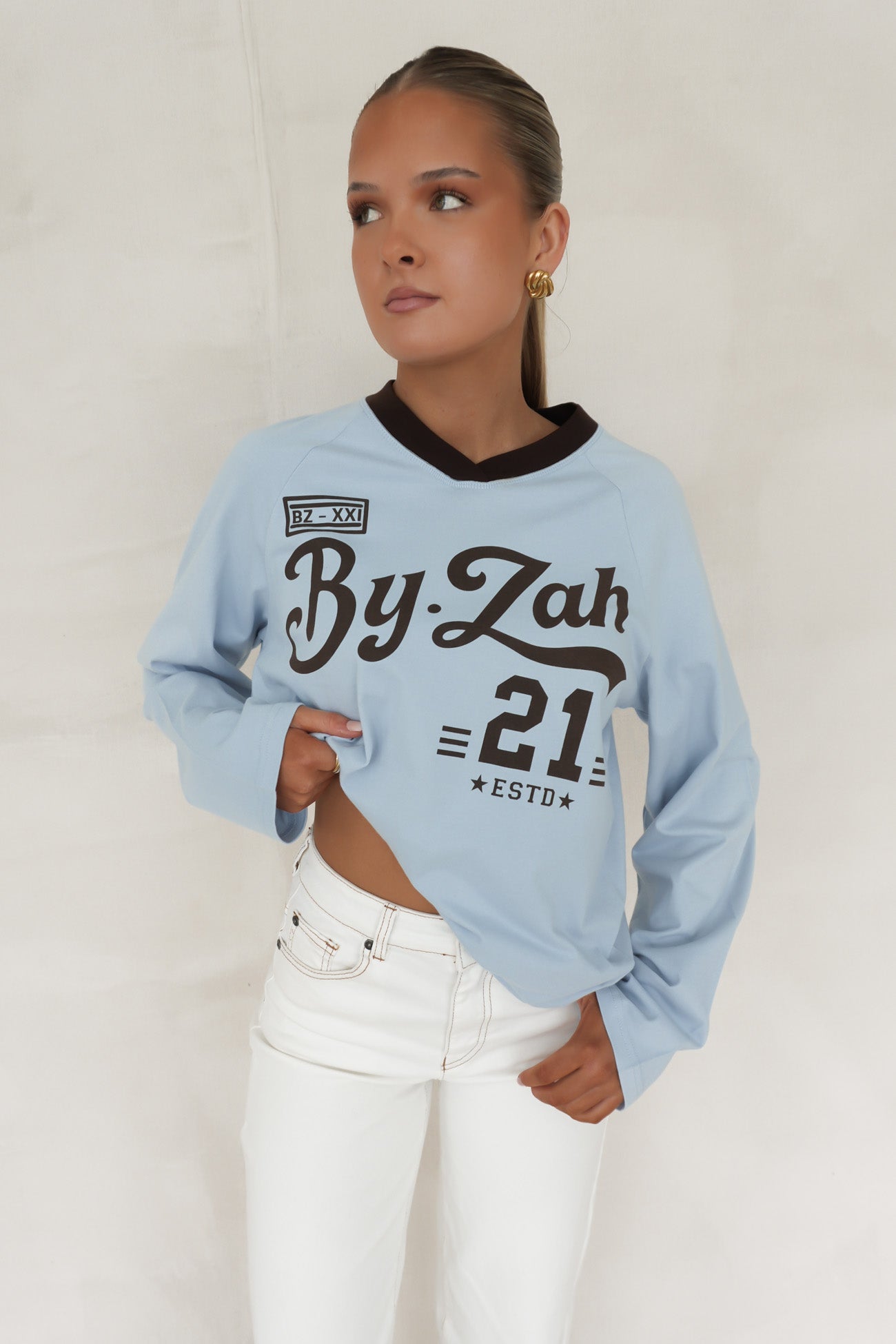 Drew Raglan Top Blue