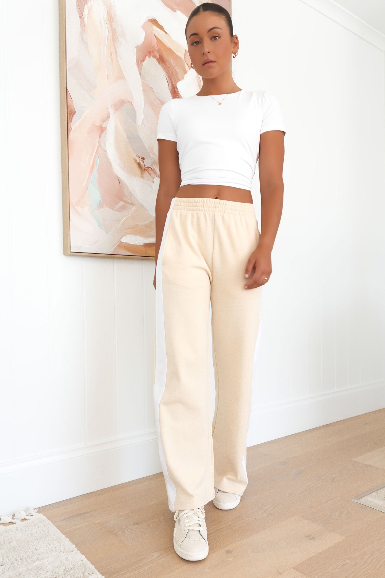 Journey Stripe Trackpant Beige - BY. ZAH