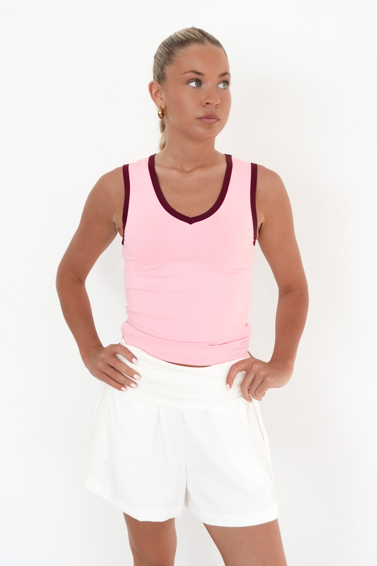 Londyn Contrast Layer Tank Pink