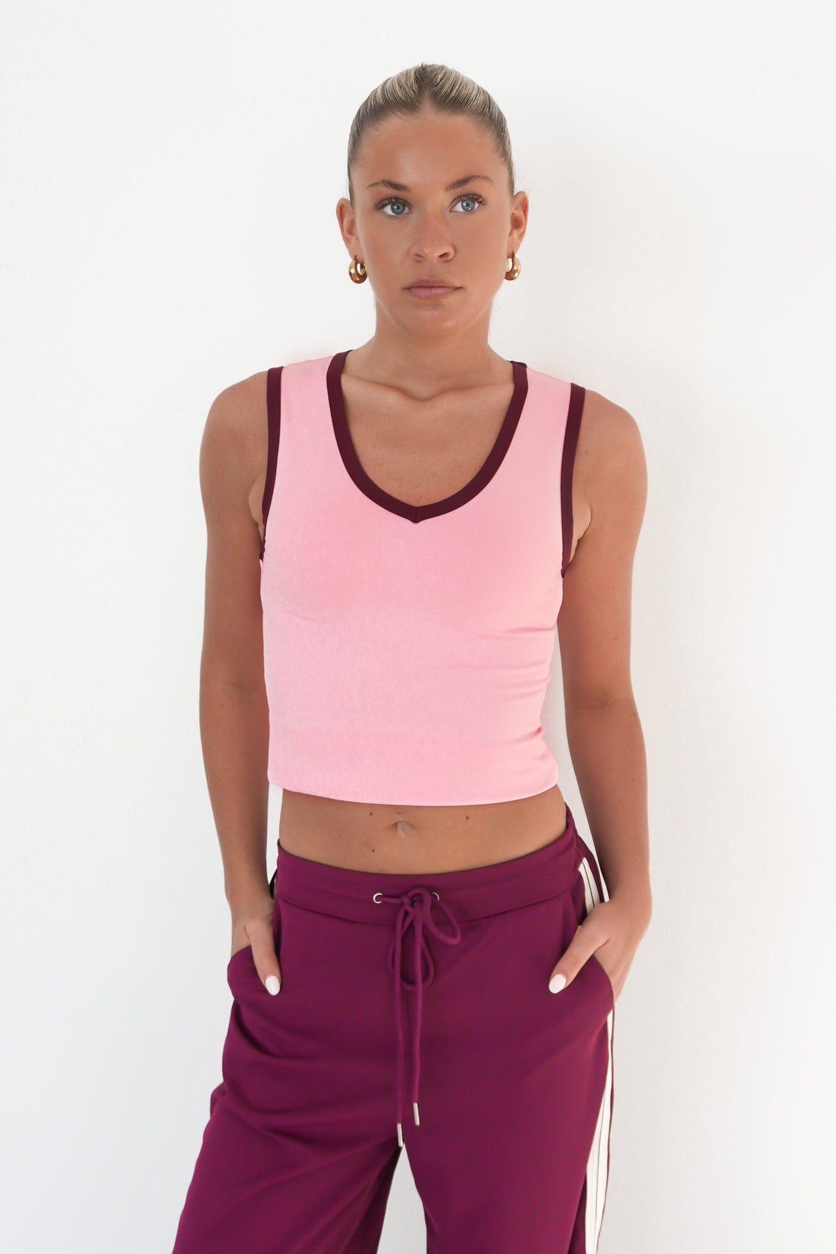 Londyn Contrast Layer Tank Pink