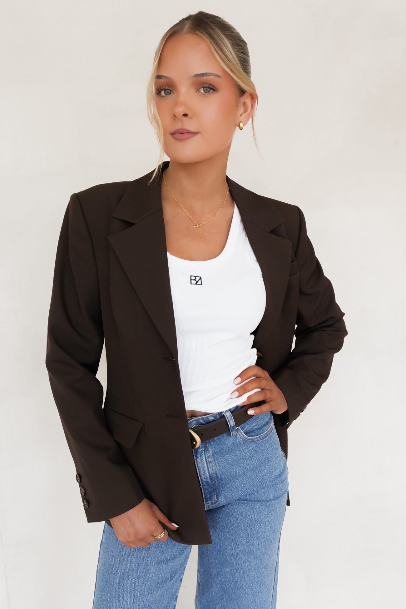Maddox Tie Blazer Chocolate