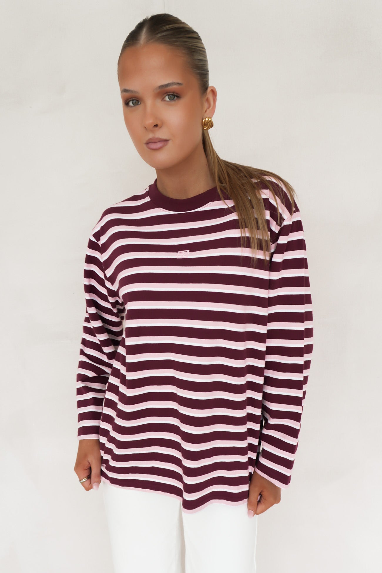Marlowe Stripe Long Sleeve Top Cherry