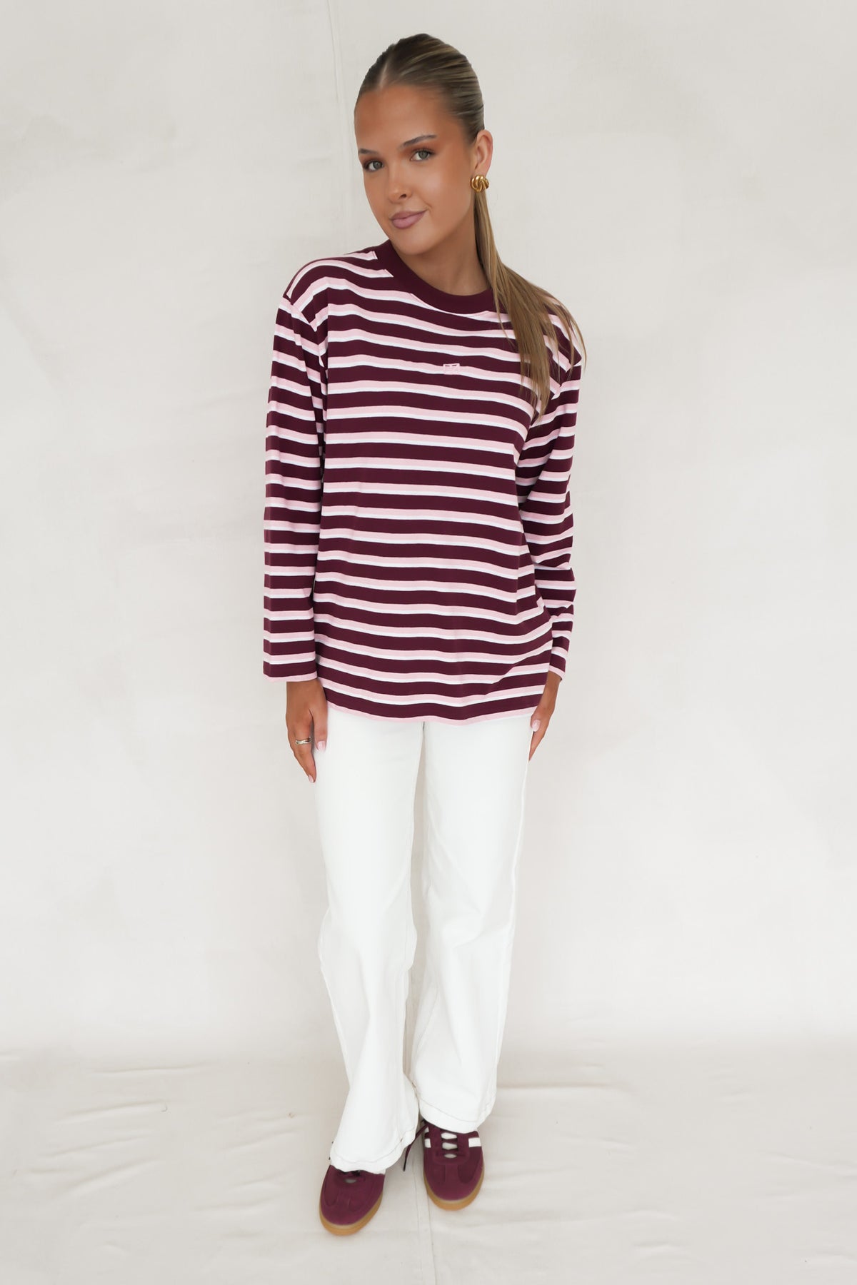 Marlowe Stripe Long Sleeve Top Cherry