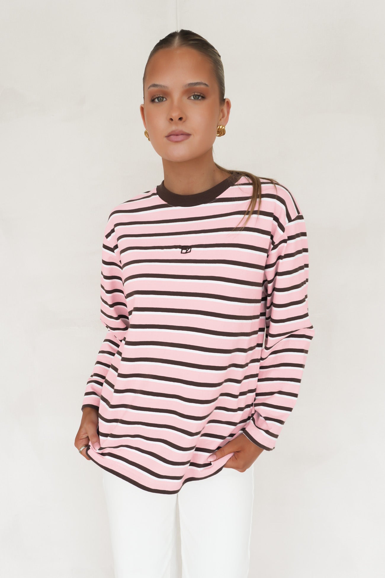 Marlowe Stripe Long Sleeve Top Pink