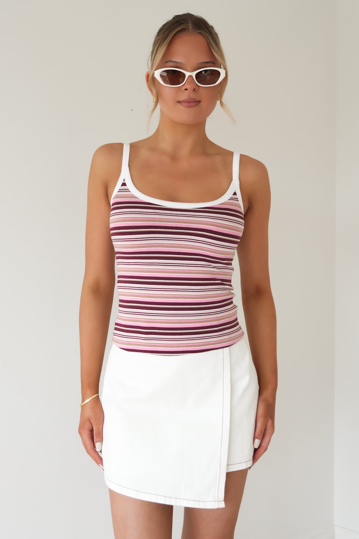 Miley Stripe Tank Cherry Stripe