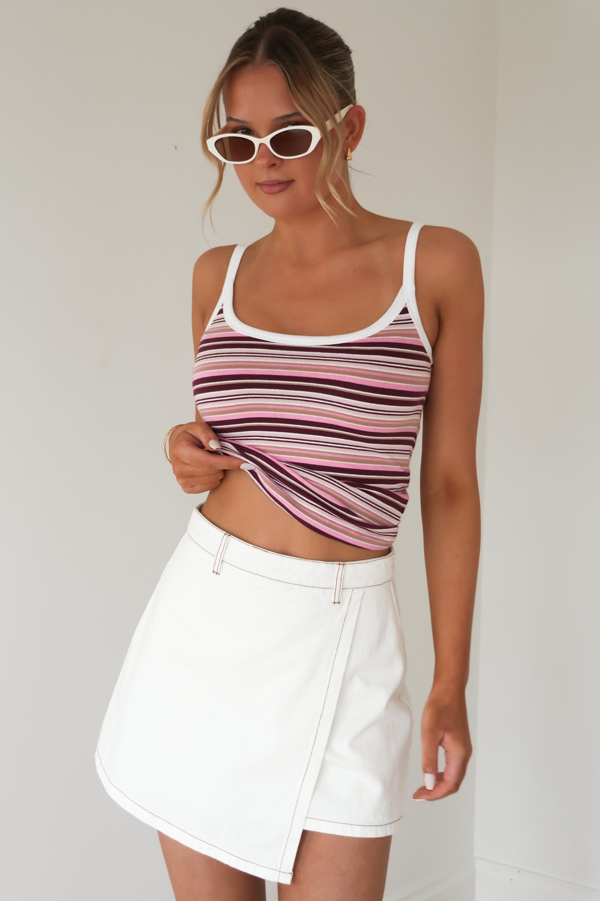 Miley Stripe Tank Cherry Stripe