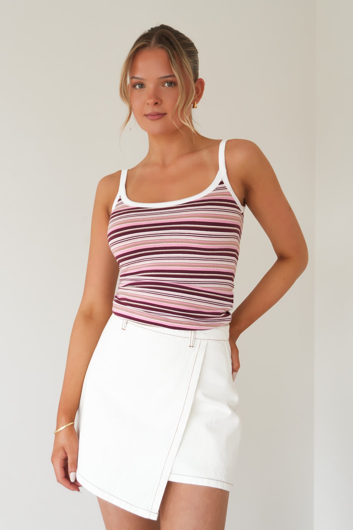 Miley Stripe Tank Cherry Stripe