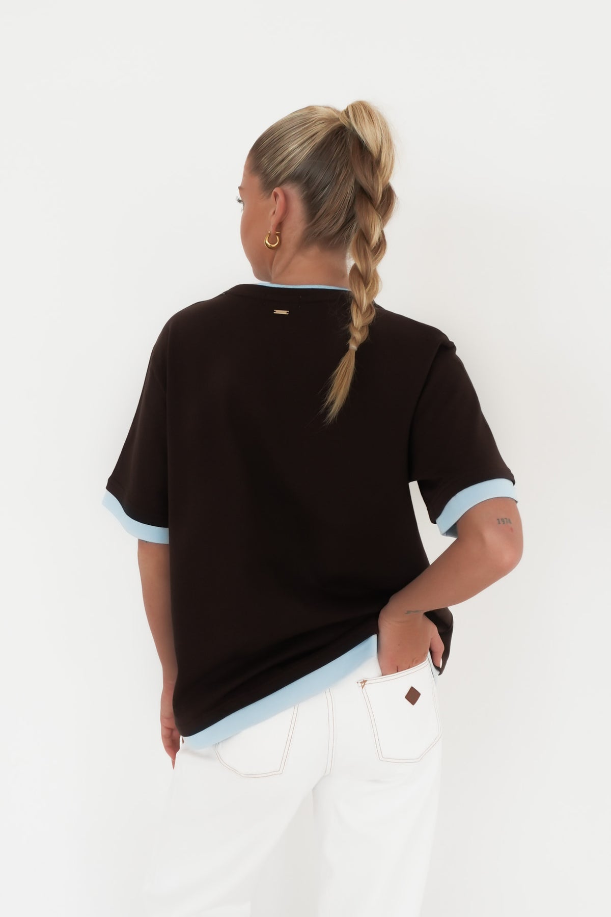 Noah Oversized Contrast Tee Chocolate Blue