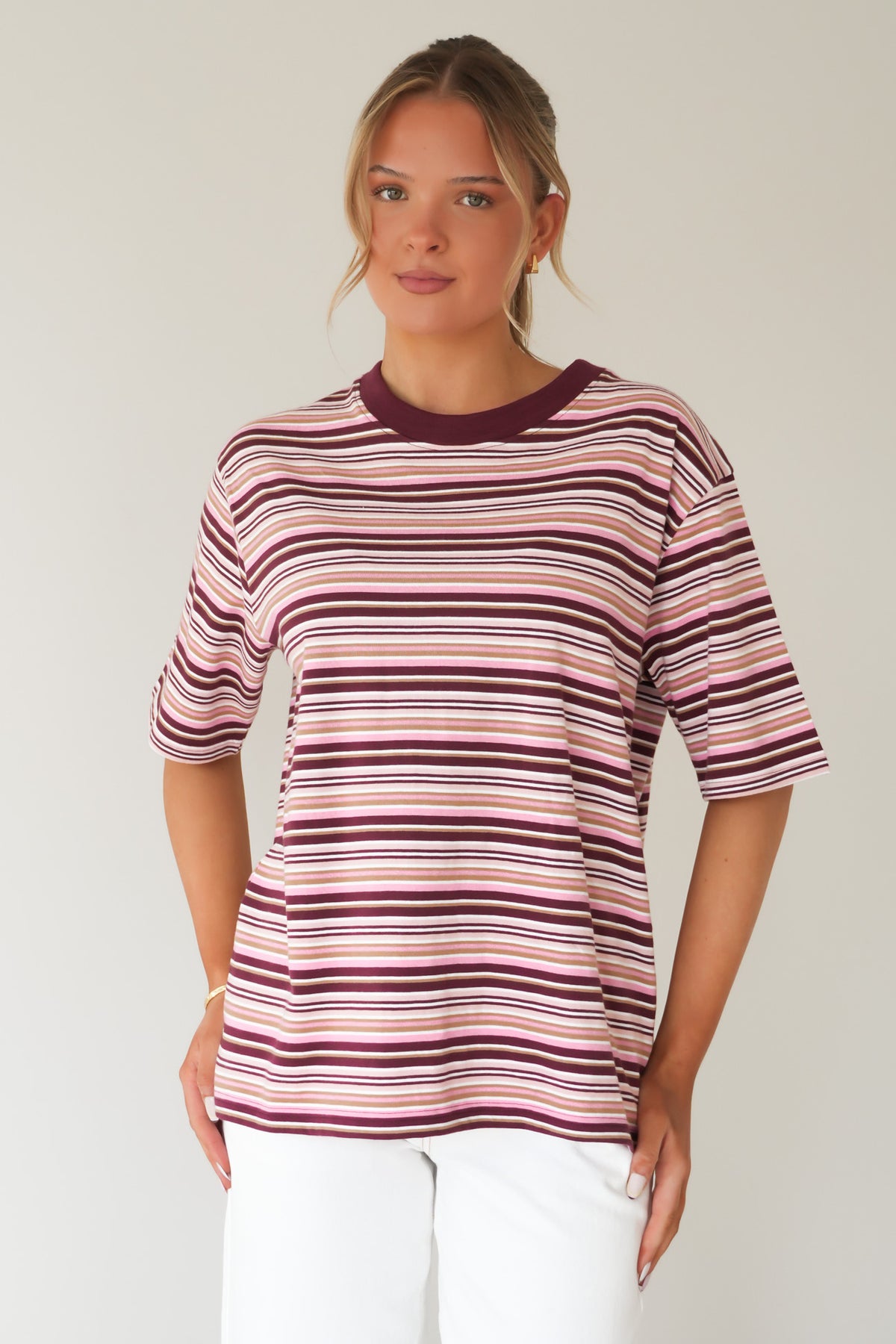 Noah Stripe Tee Cherry Stripe