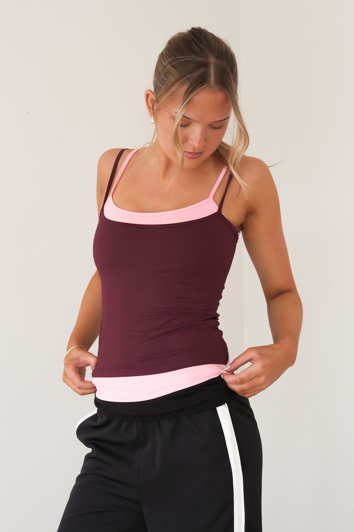 Nyla Contrast Tank Cherry Pink