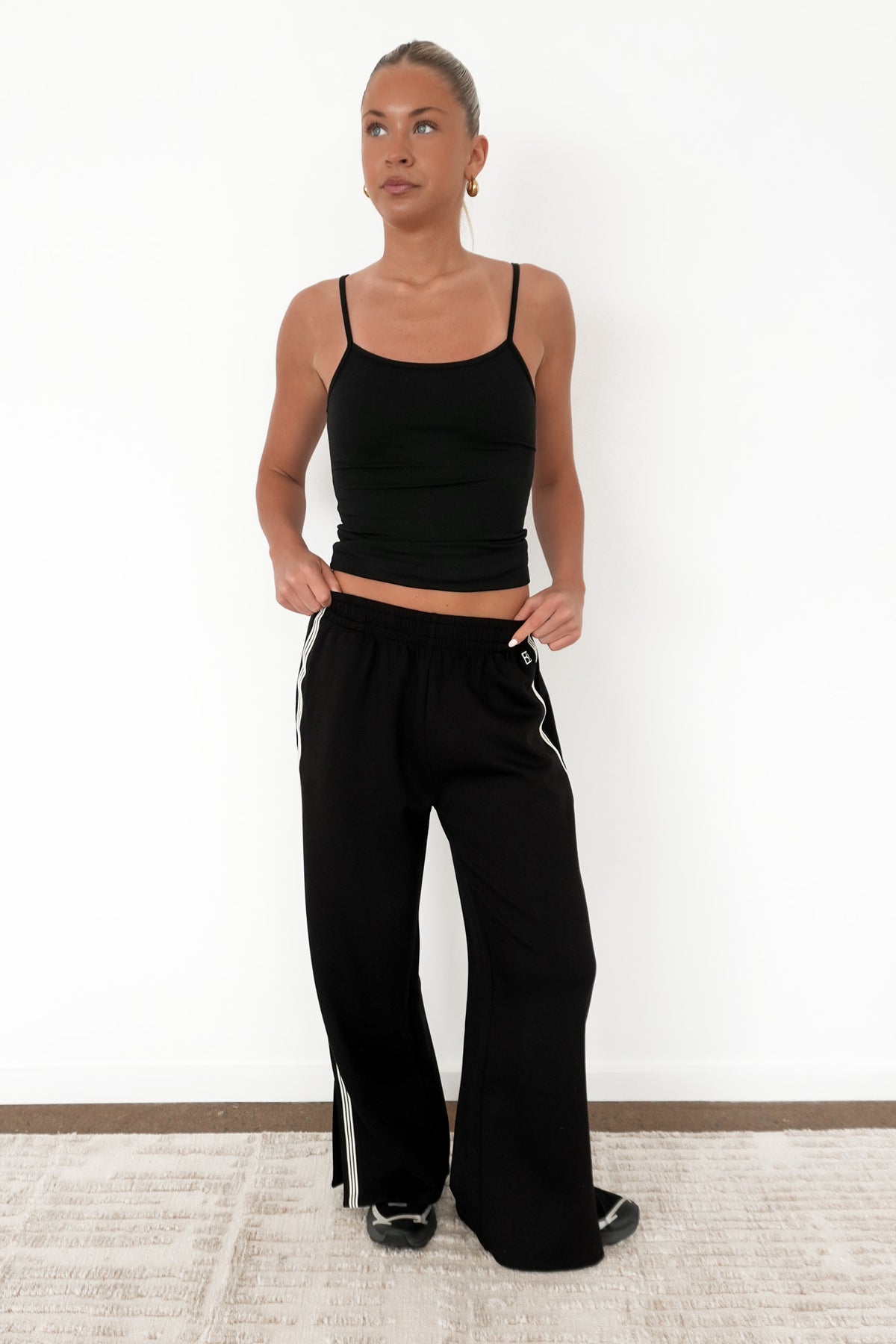 Cole Stripe Track Pant Black