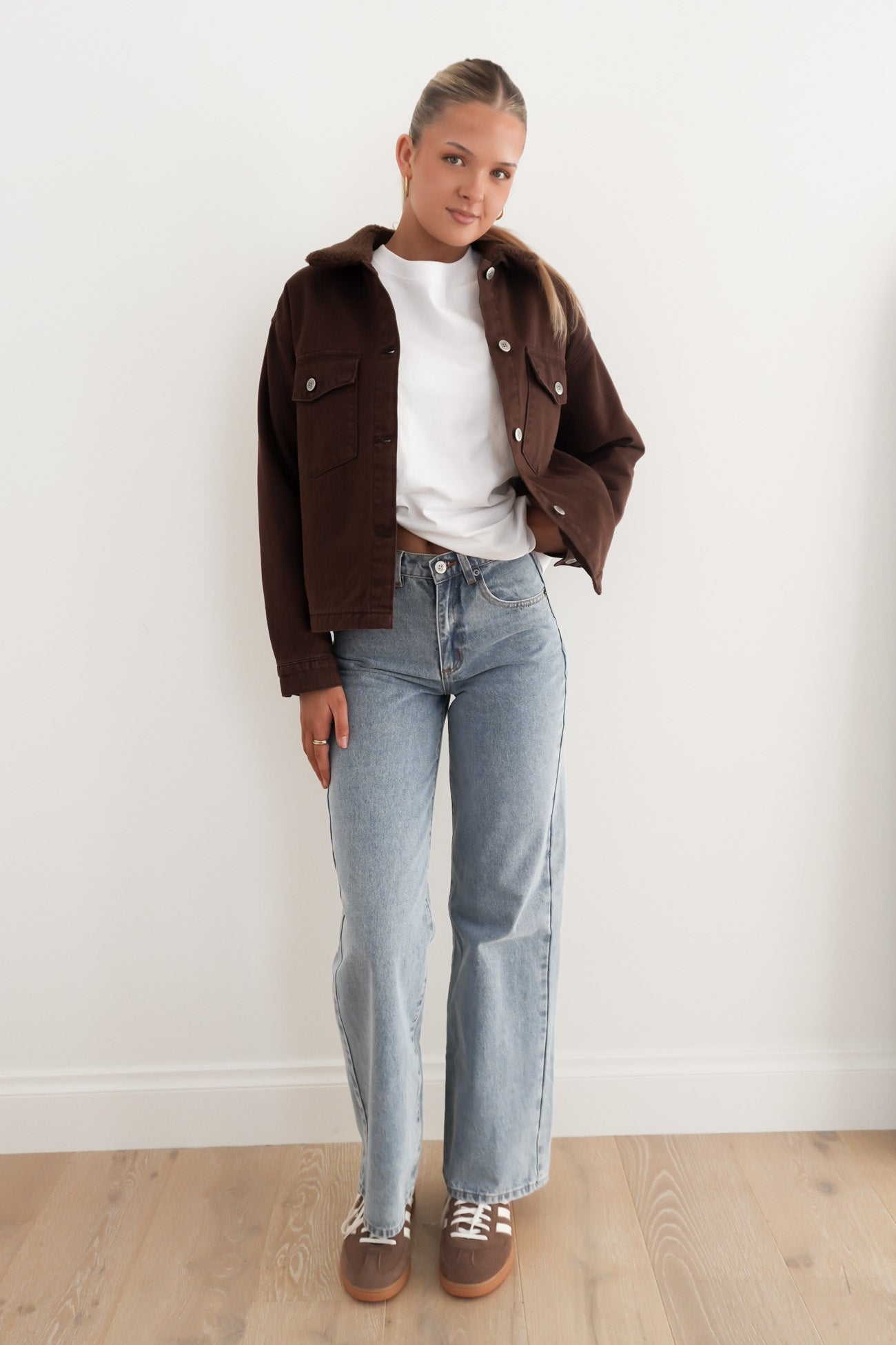Sutton Denim Sherpa Jacket Chocolate