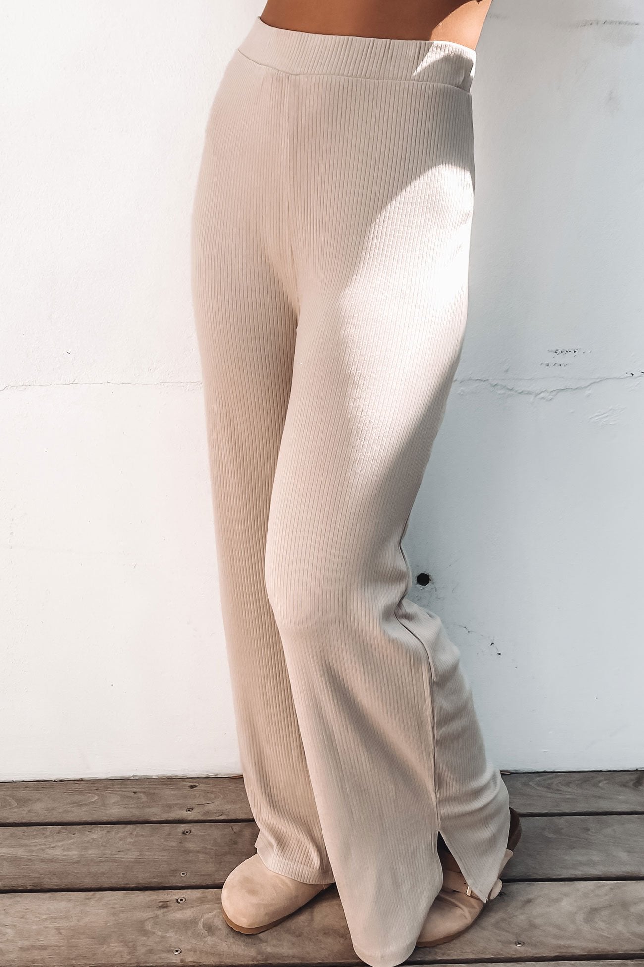 Tylar Lounge Rib Pant Oat Marle - BY. ZAH