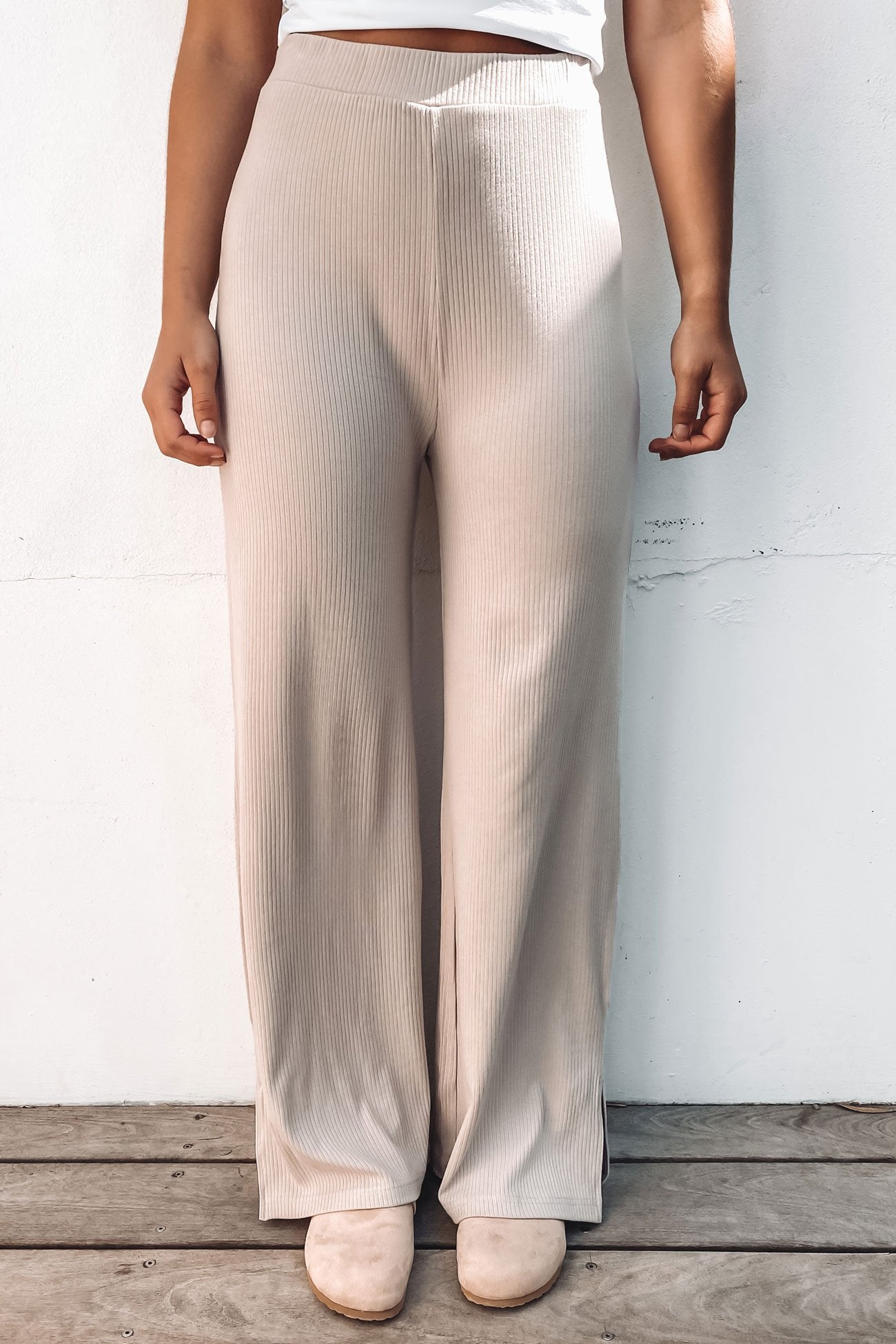 Tylar Lounge Rib Pant Oat Marle - BY. ZAH
