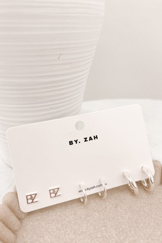 BZ Stud And Hoops 3 Pack Silver