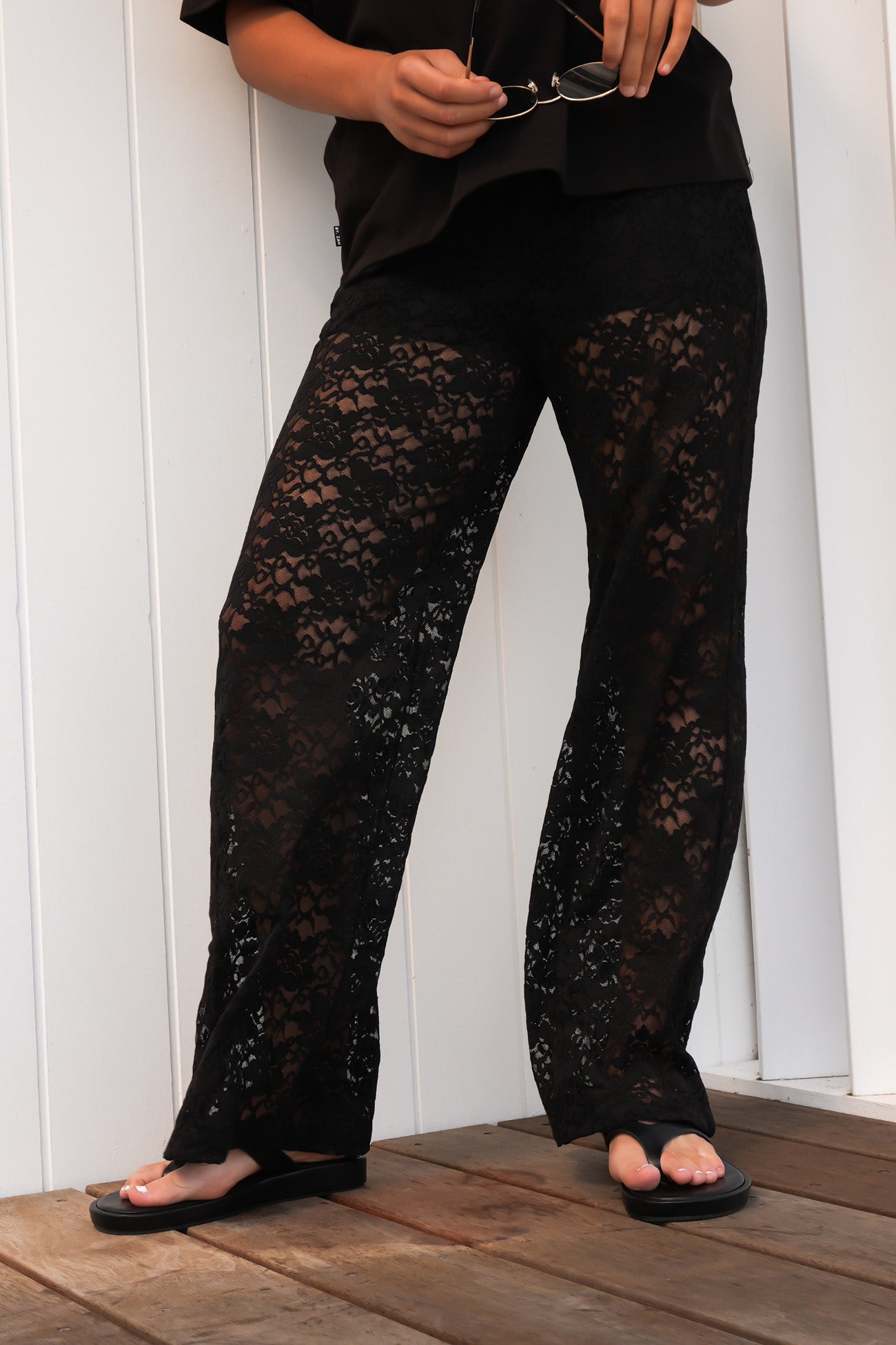 BZ Lace Flare Pant Black