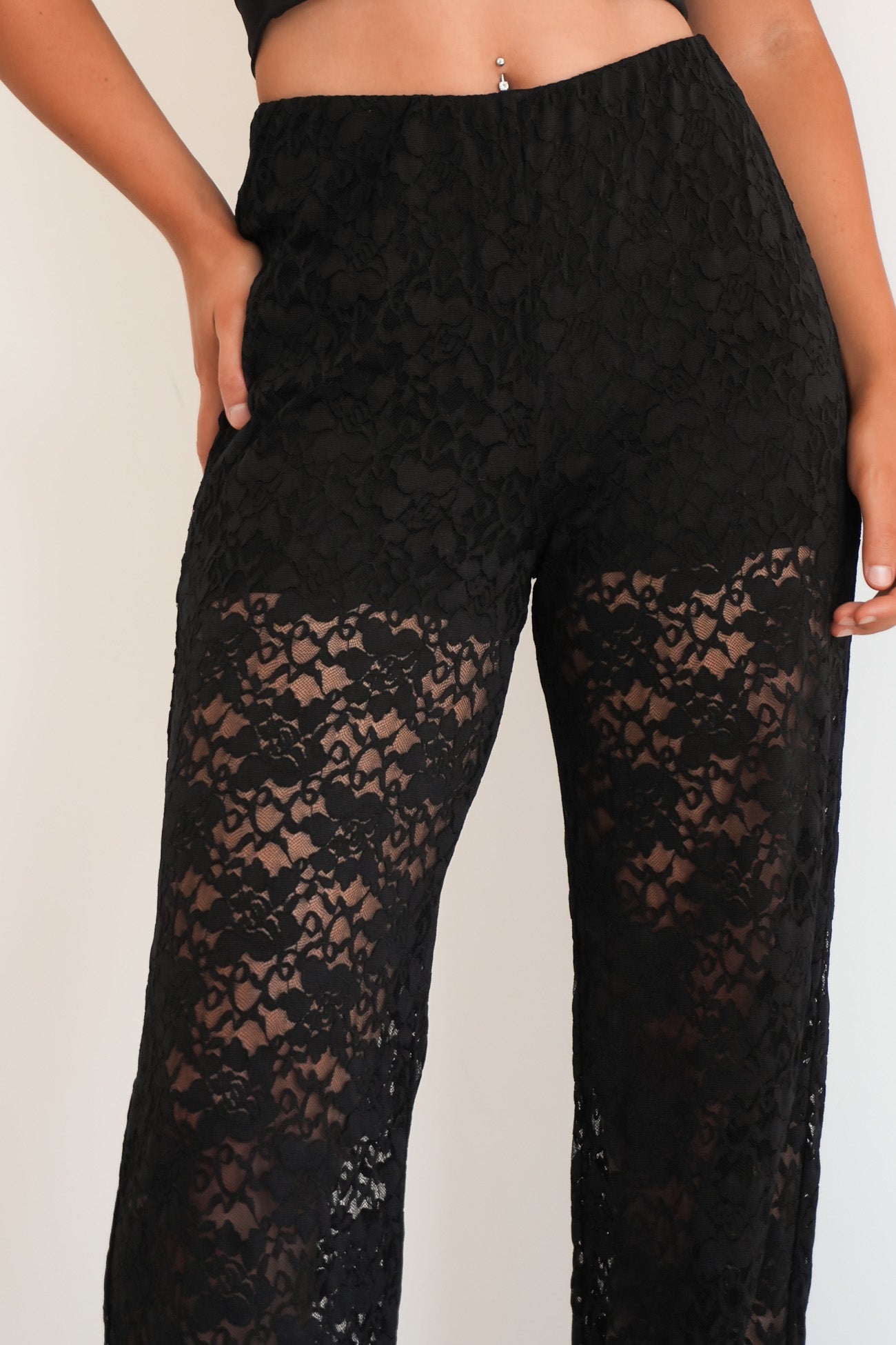 BZ Lace Flare Pant Black