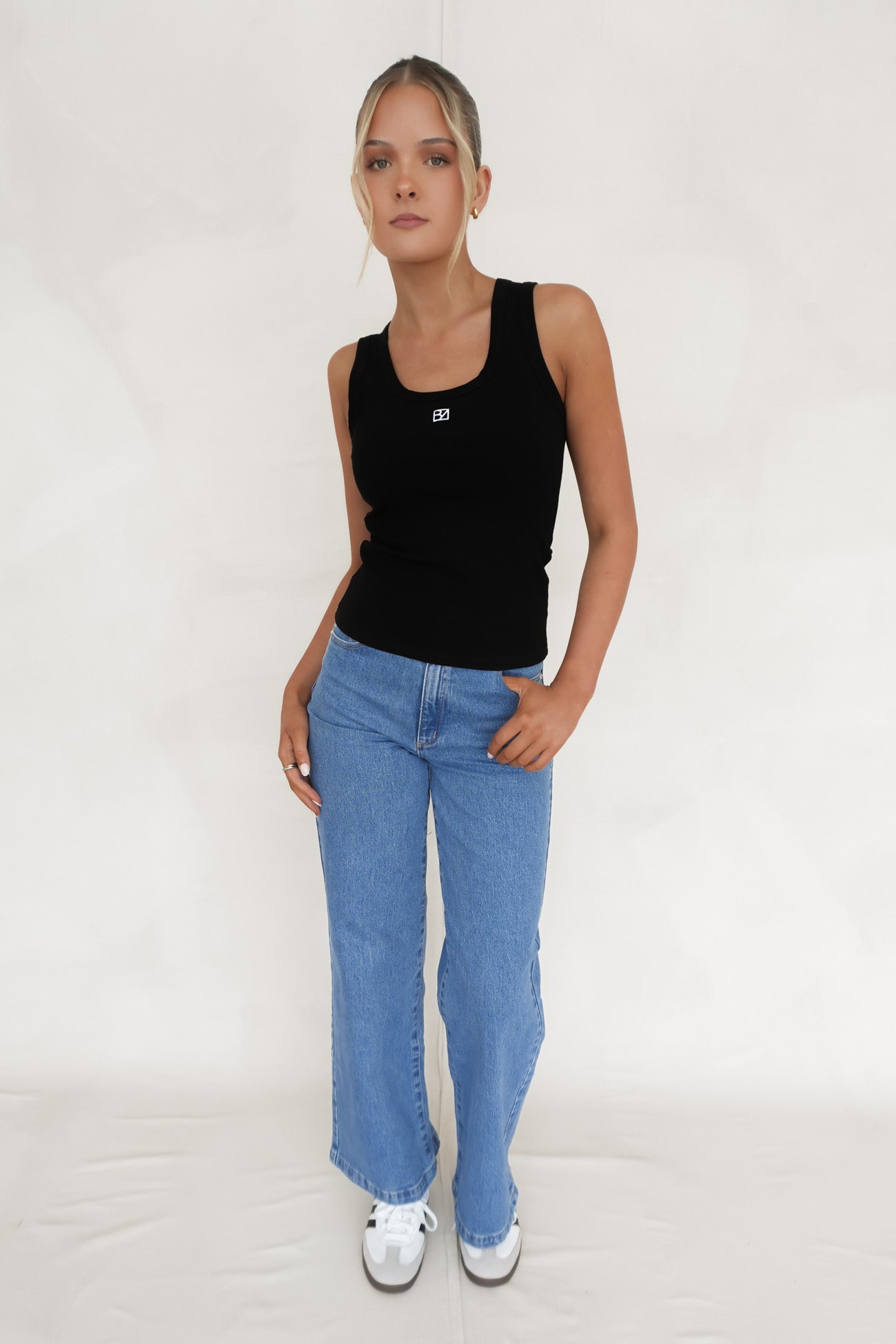 BZ Luxe Rib Tank Black