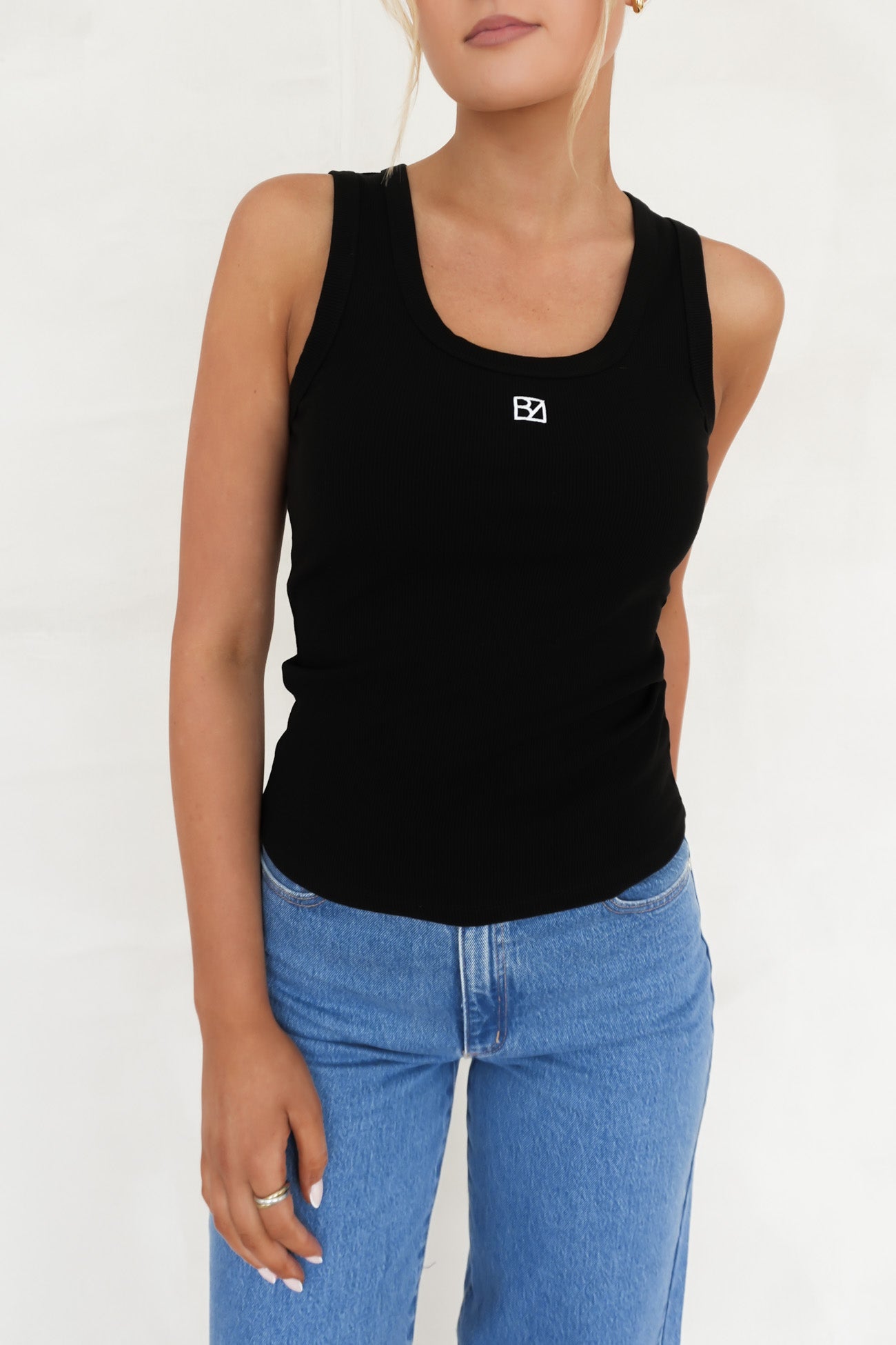 BZ Luxe Rib Tank Black
