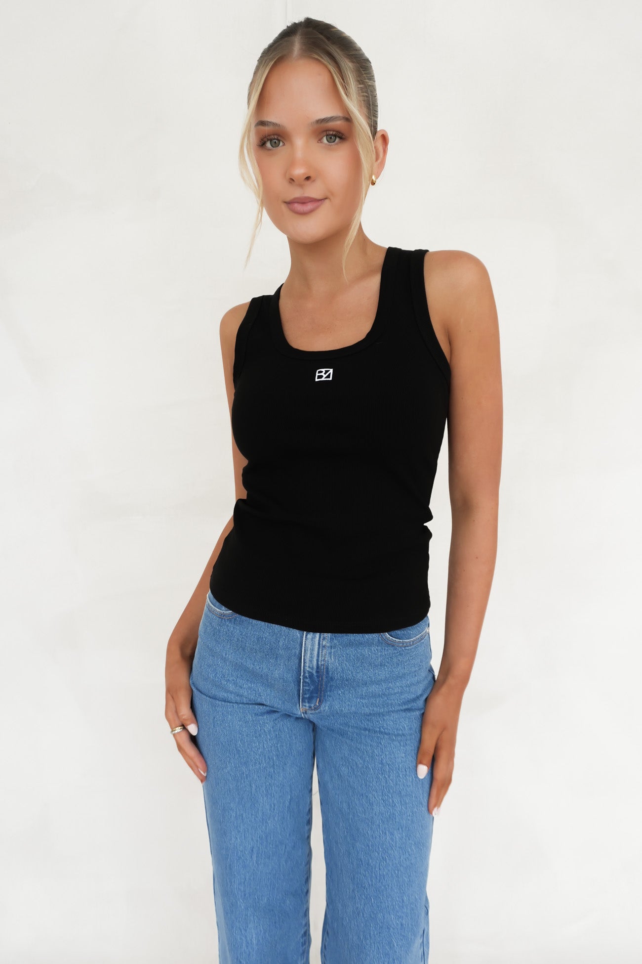 BZ Luxe Rib Tank Black