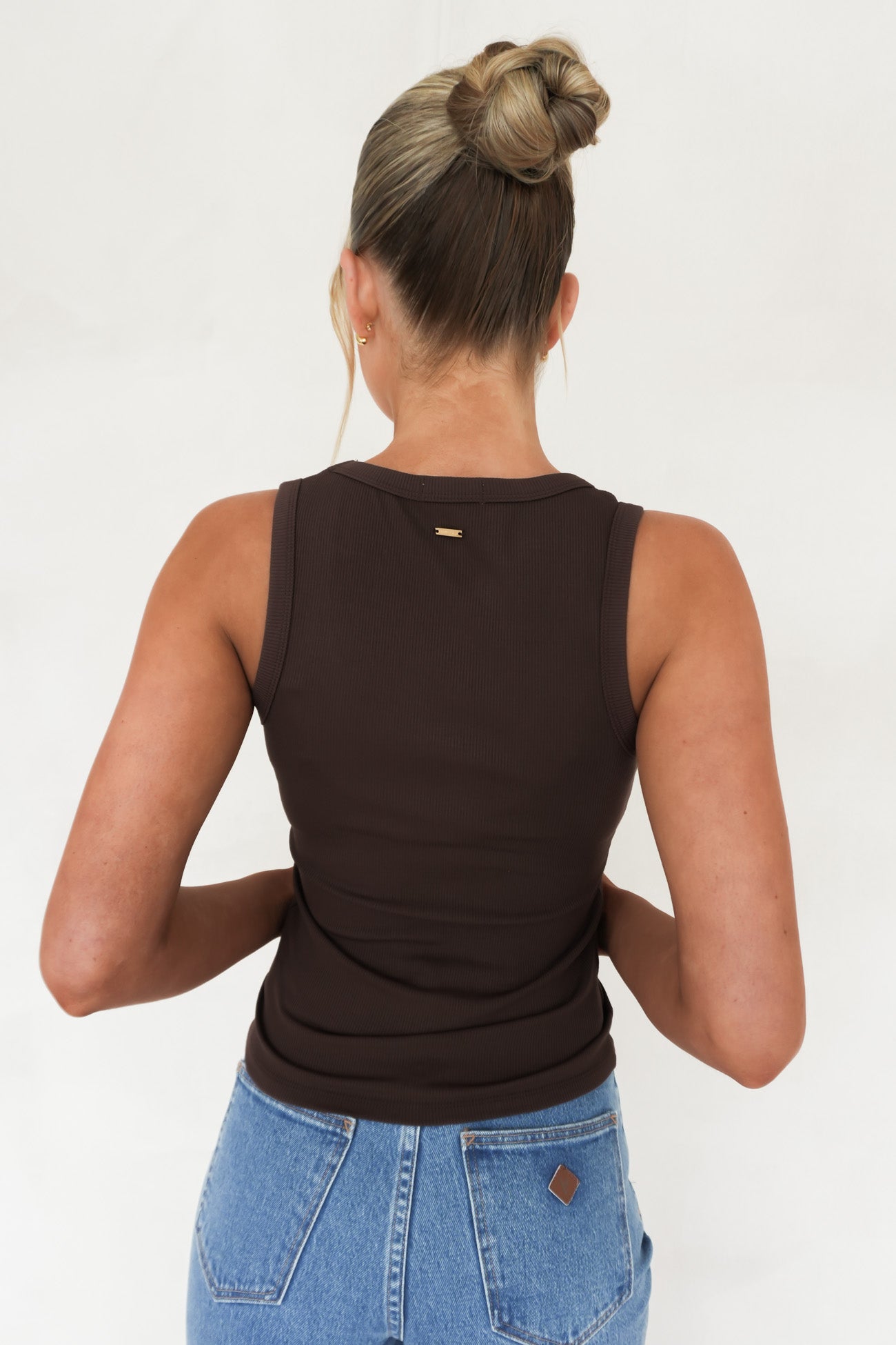 BZ Luxe Rib Tank Chocolate