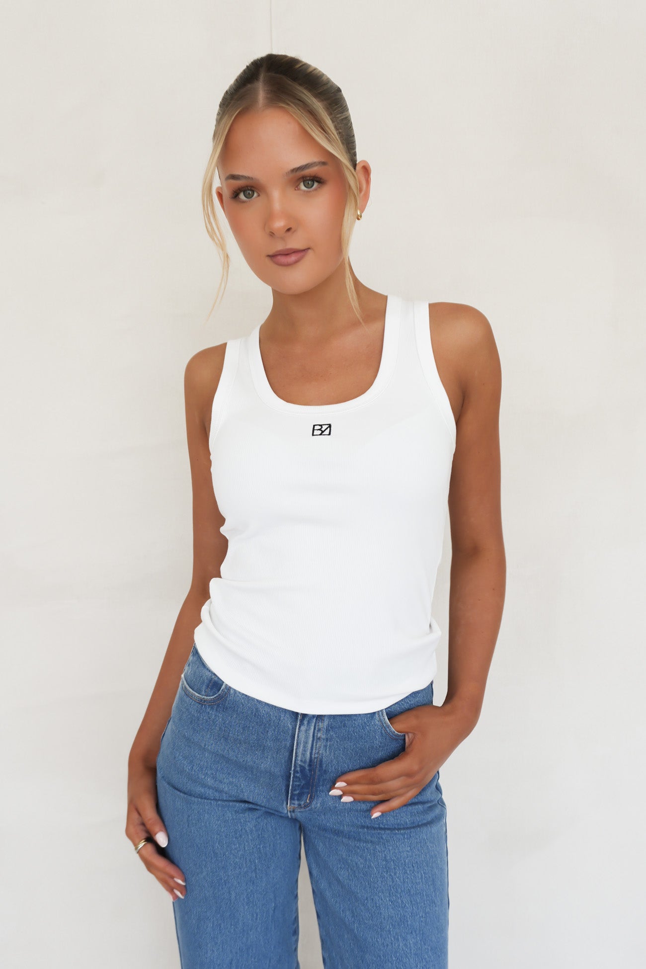BZ Luxe Rib Tank White