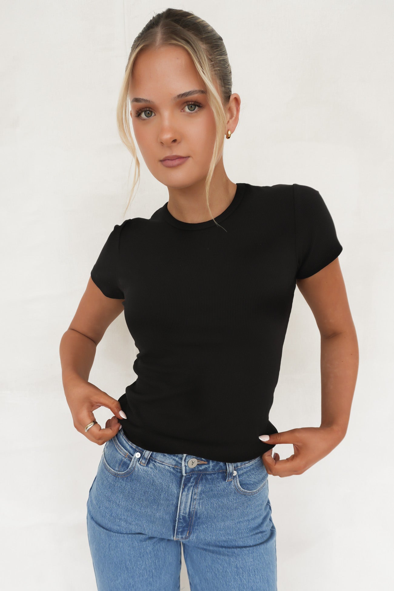 BZ Luxe Rib Tee Black
