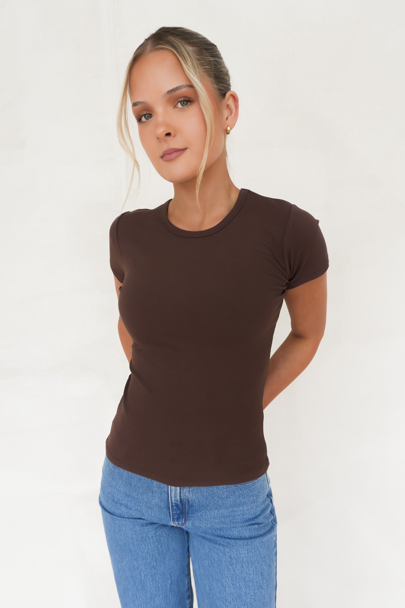 BZ Luxe Rib Tee Chocolate