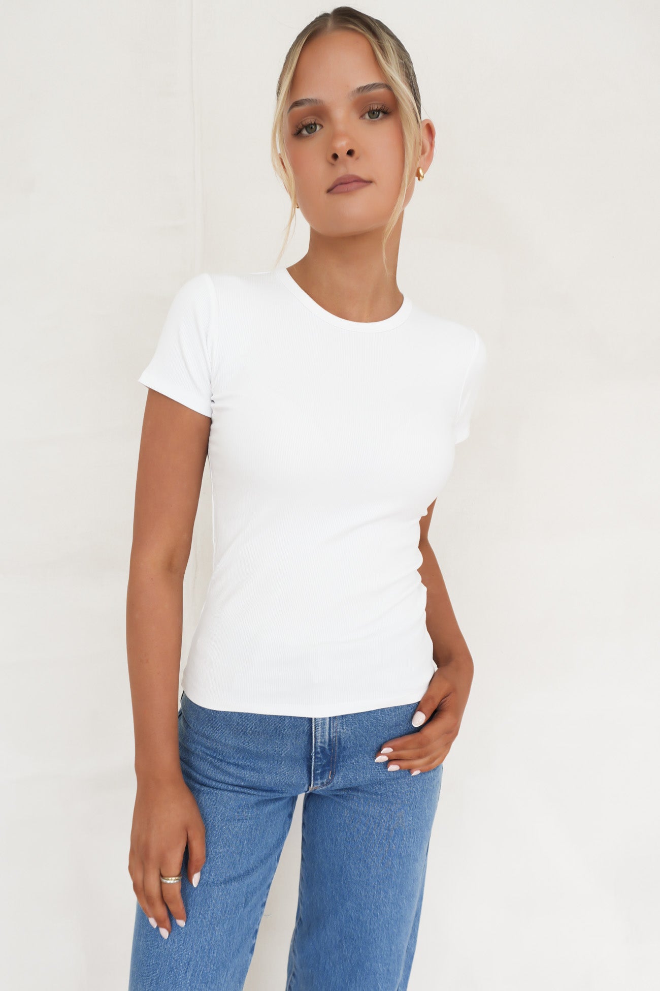 BZ Luxe Rib Tee White