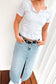 Billie Rib Buttoned Tee Snow Marle