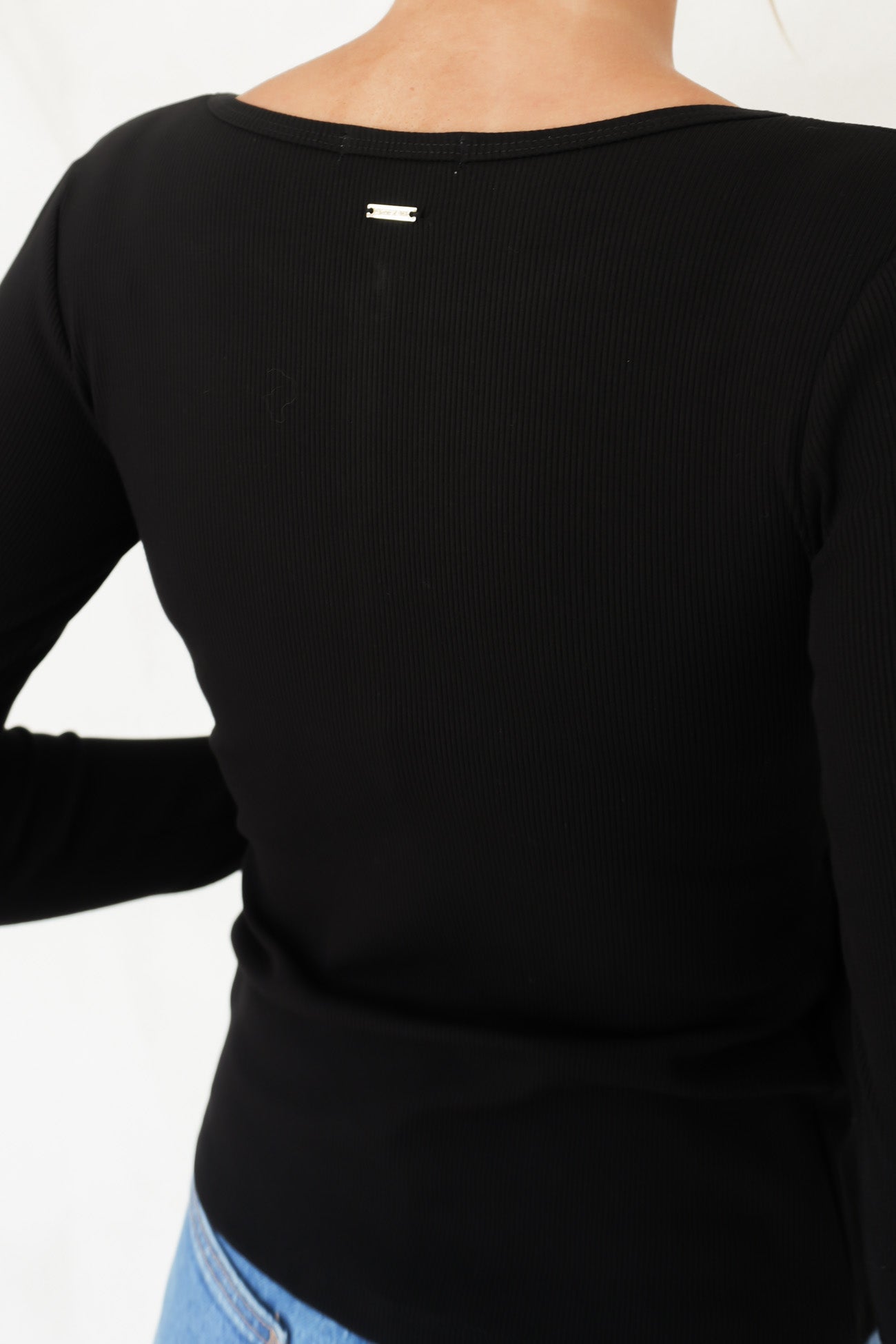 Brooklyn Rib Buttoned Top Black