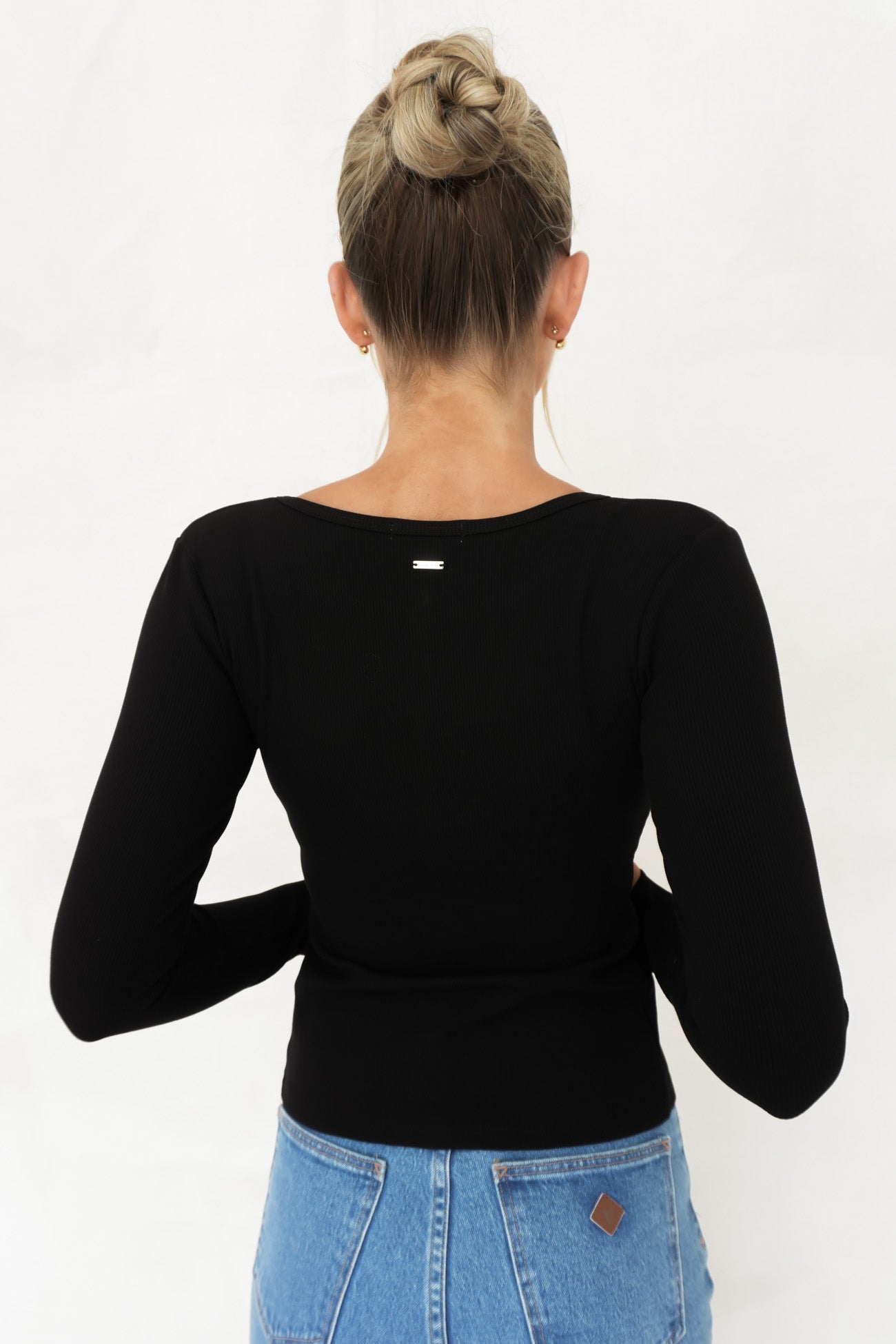 Brooklyn Rib Buttoned Top Black
