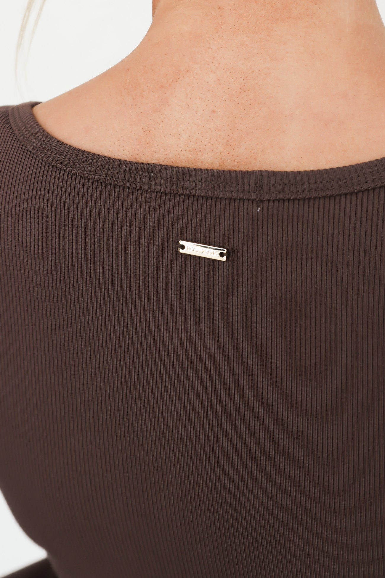 Brooklyn Rib Buttoned Top Chocolate