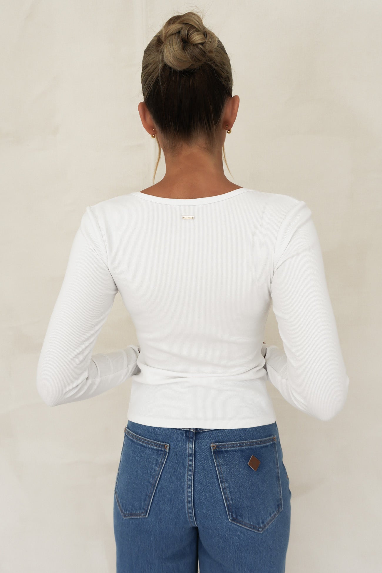 Brooklyn Rib Buttoned Top White