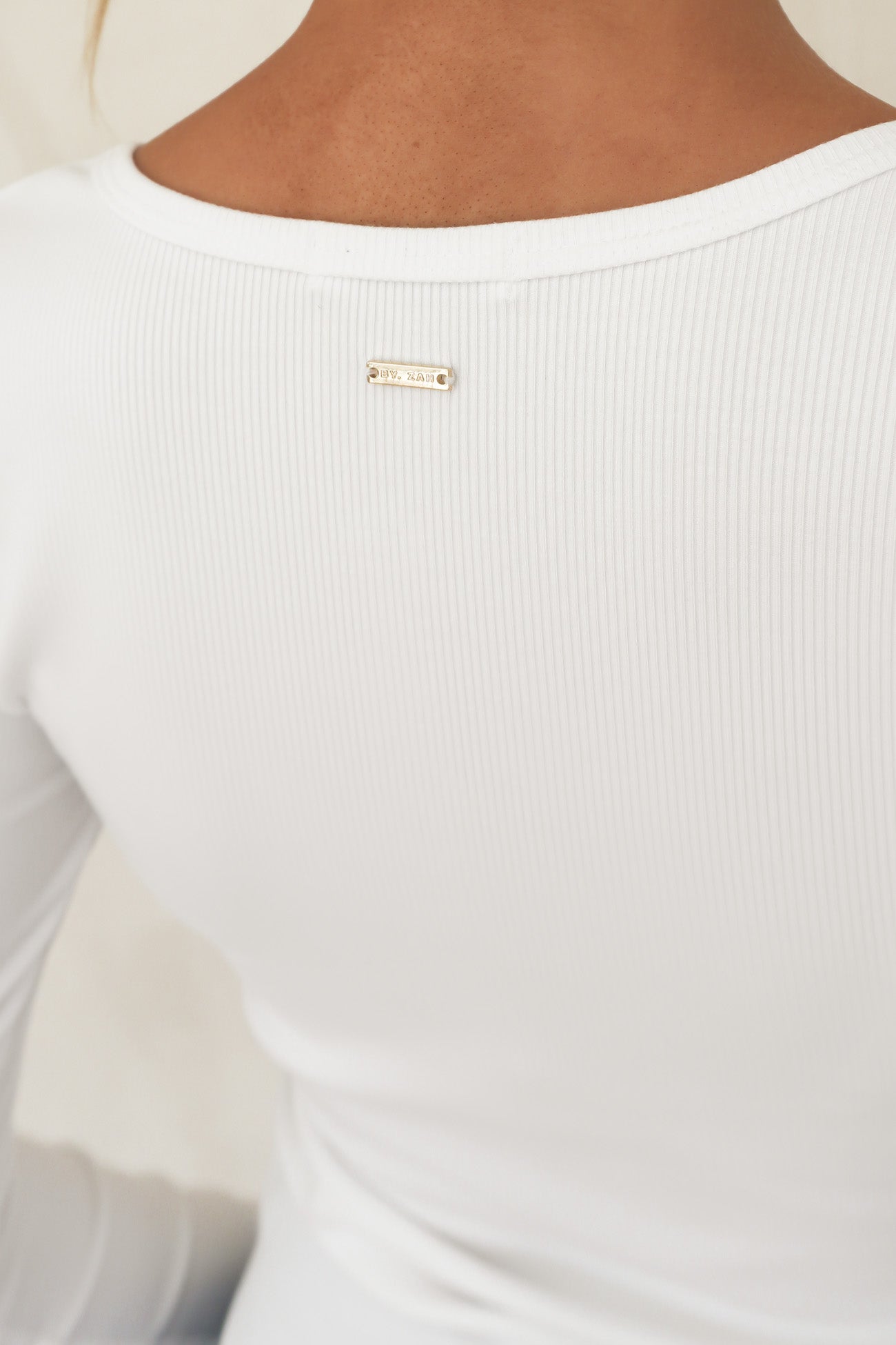 Brooklyn Rib Buttoned Top White