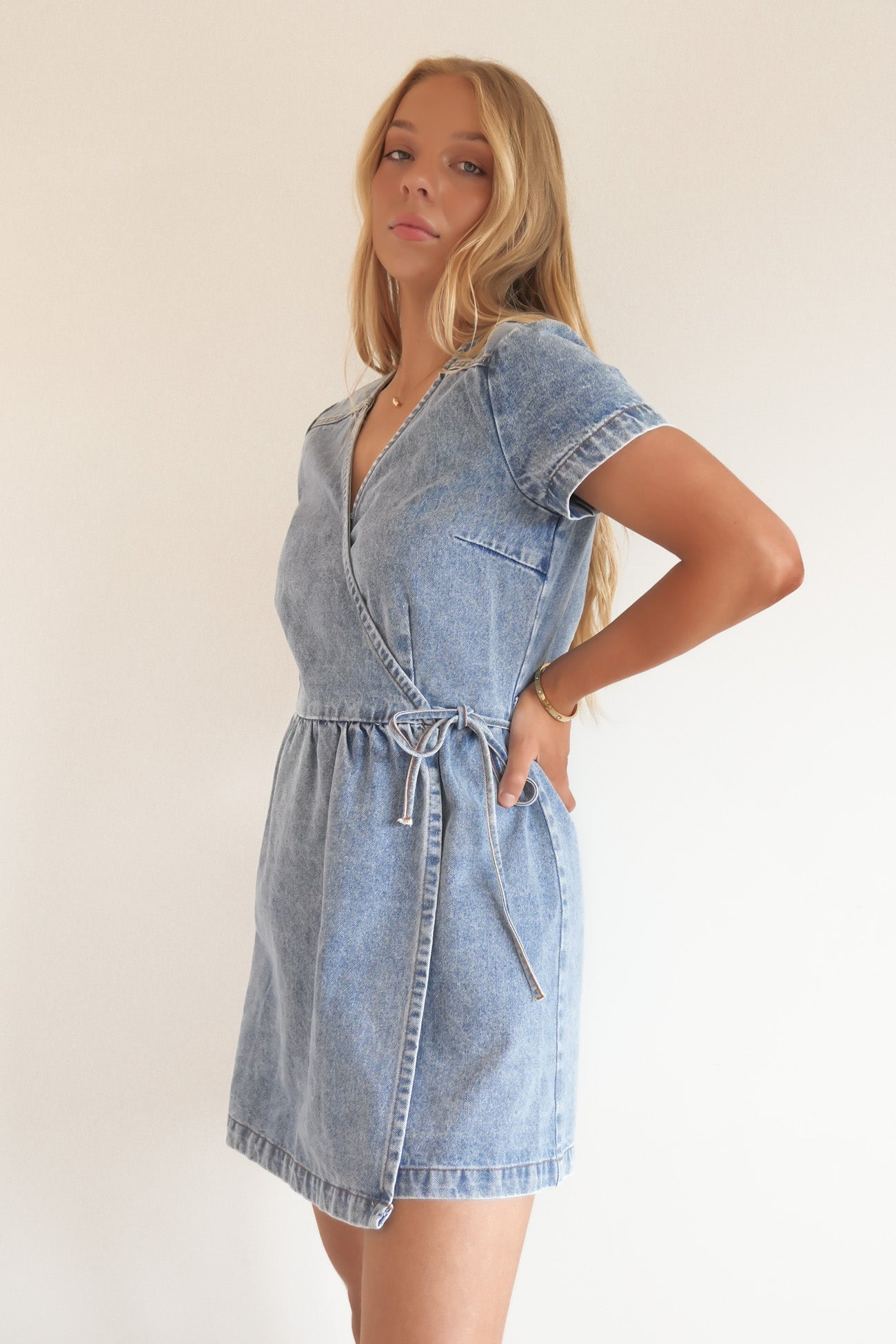 Cohen Denim Mini Dress Light Blue