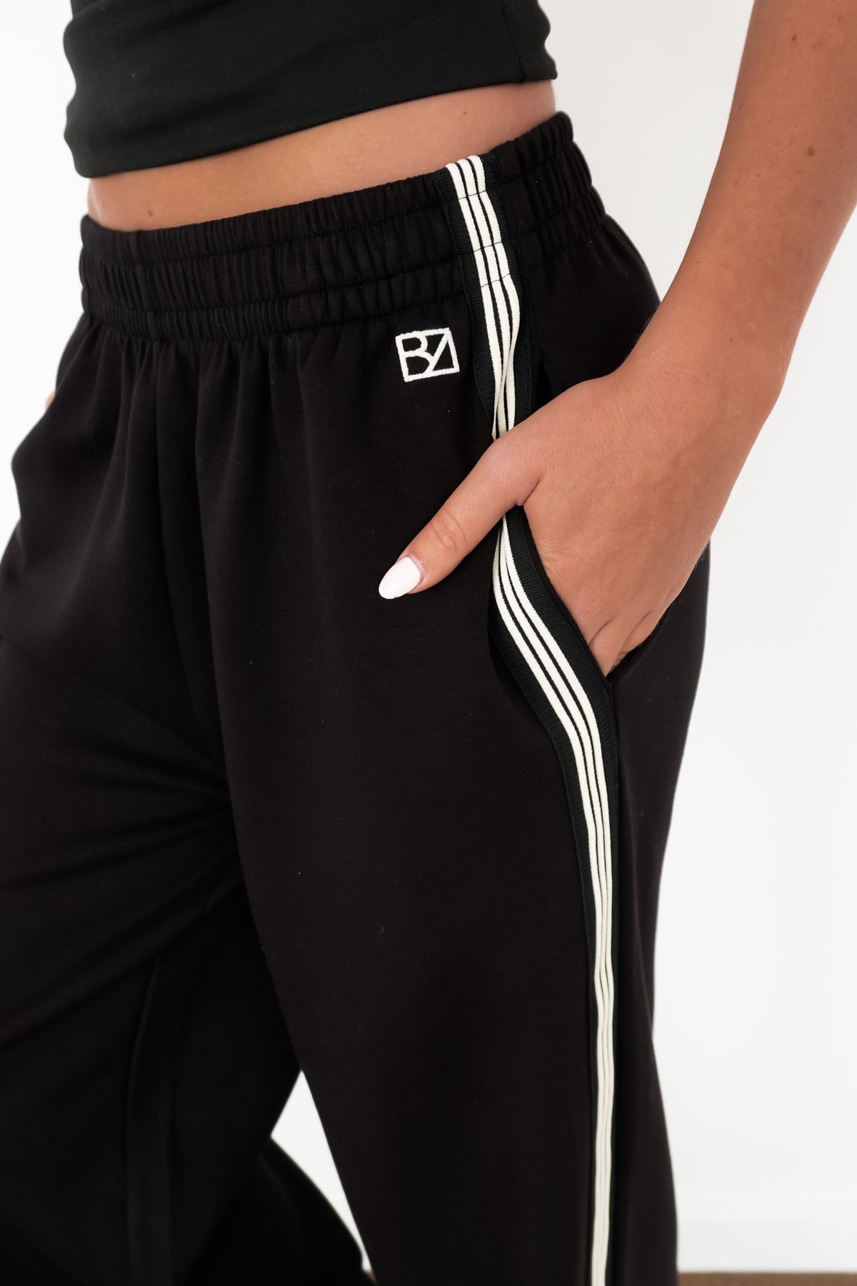 Cole Stripe Track Pant Black