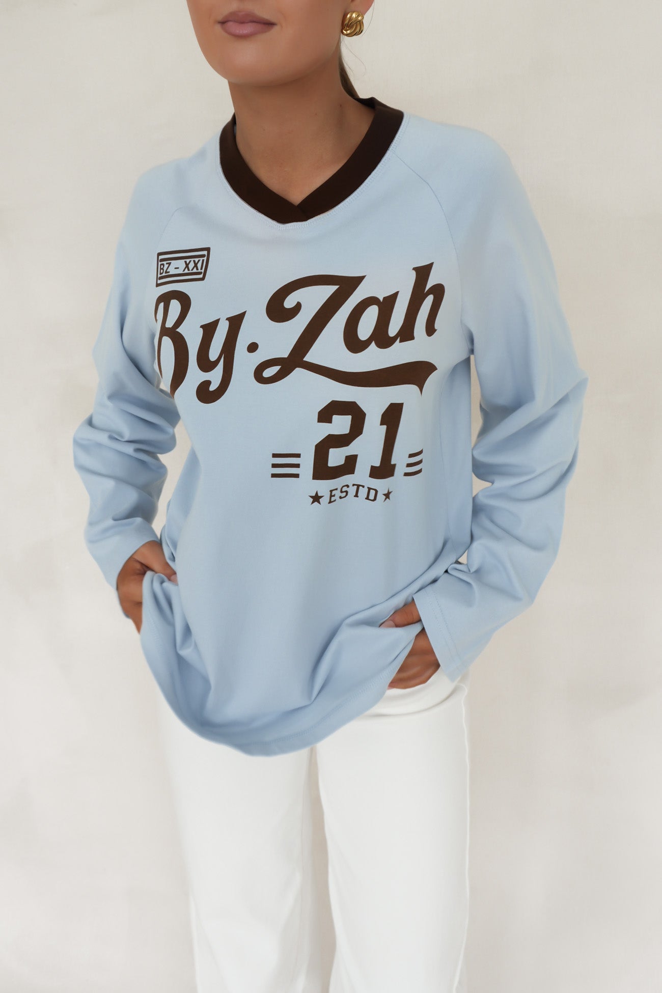 Drew Raglan Top Blue