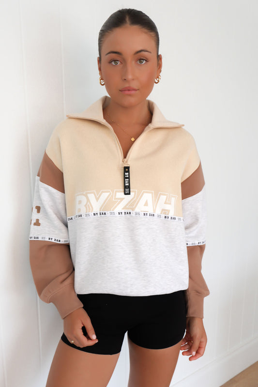 Easton Quarter Zip Beige fc
