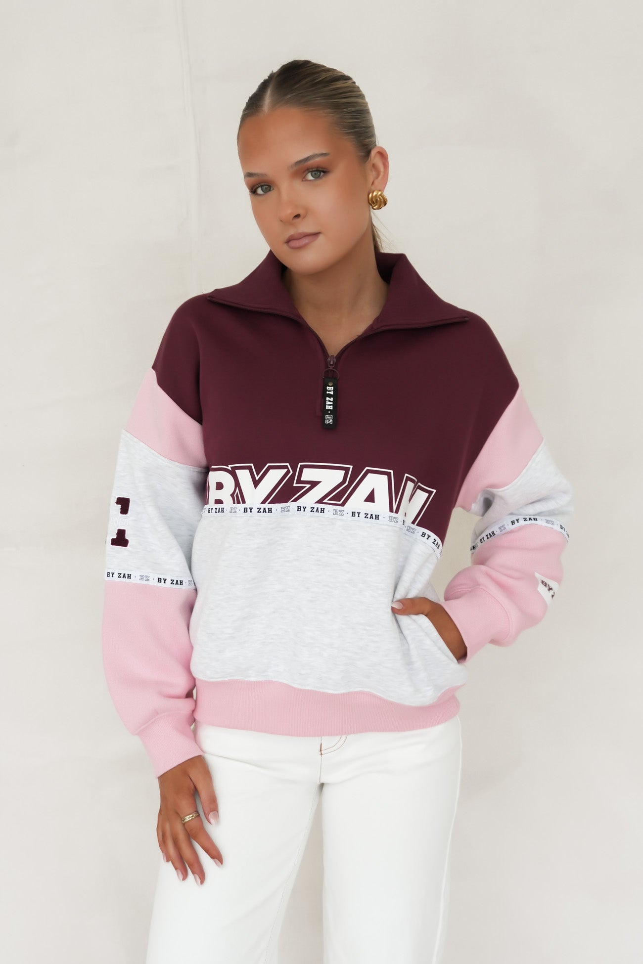 Easton Quarter Zip Cherry - BY. ZAH