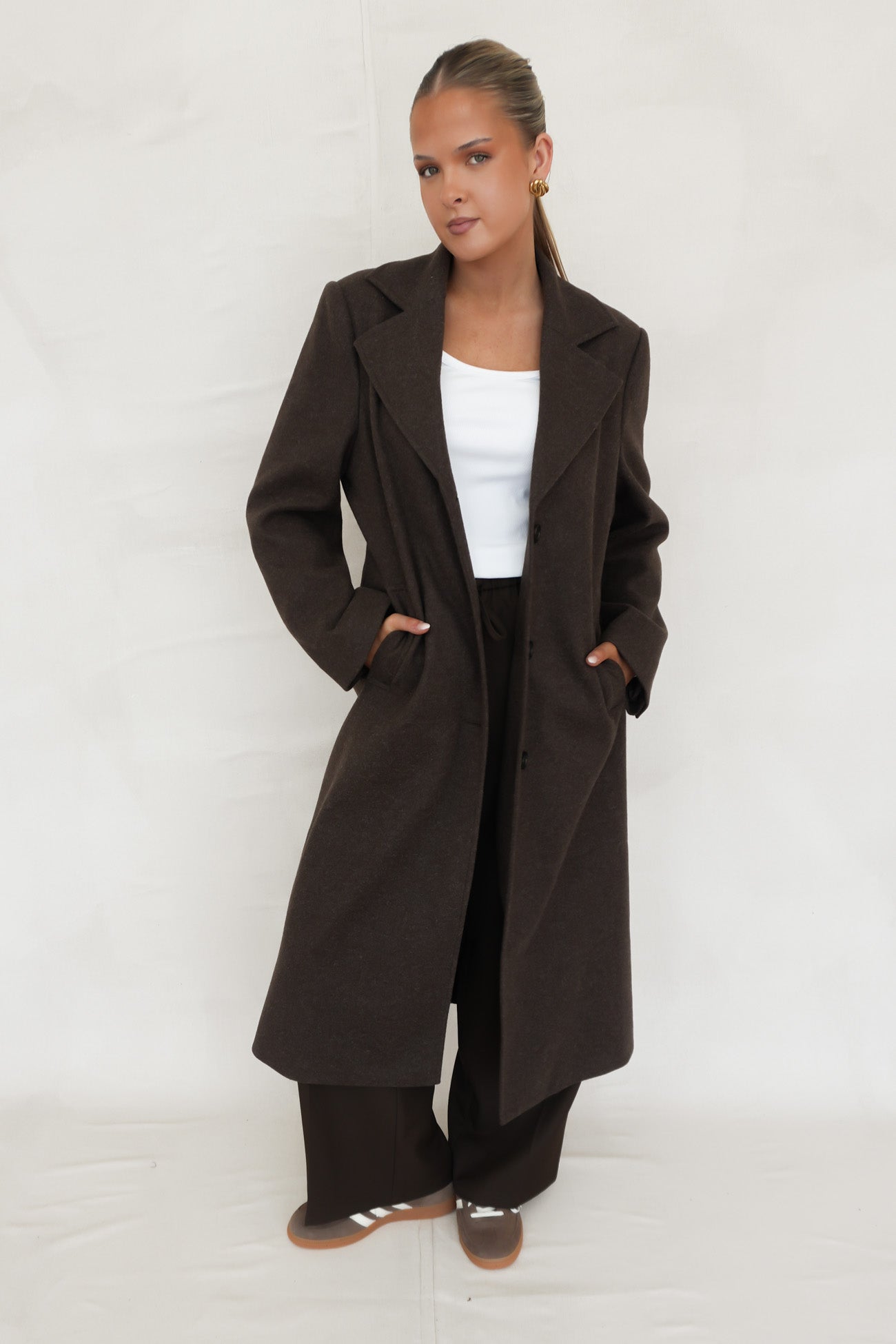 Emery Longline Coat Chocolate