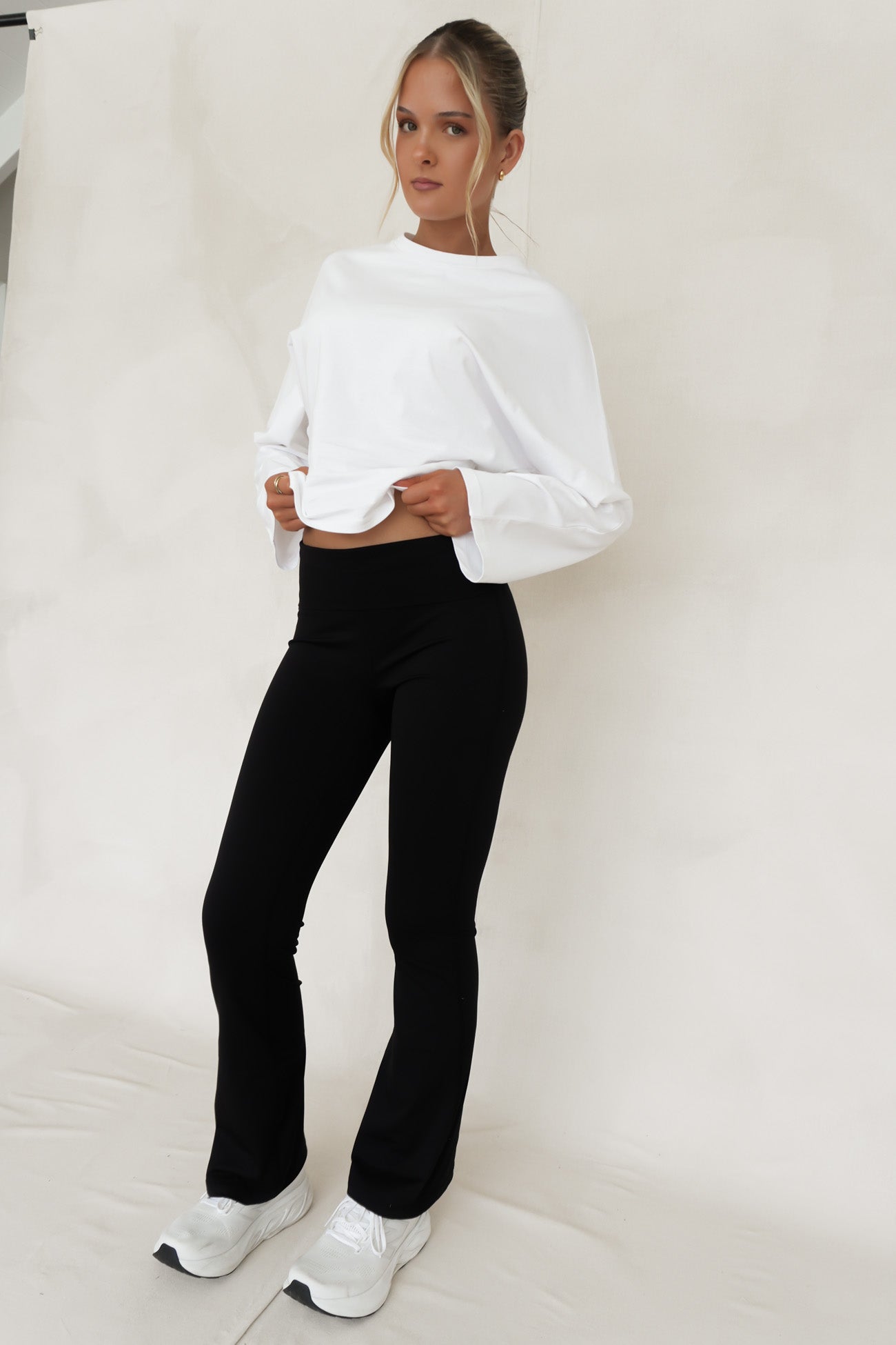 Fox Fold Over Flare Pant II Black