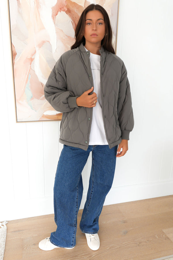 Harrison Quilted Jacket Charcoal - BY. ZAH