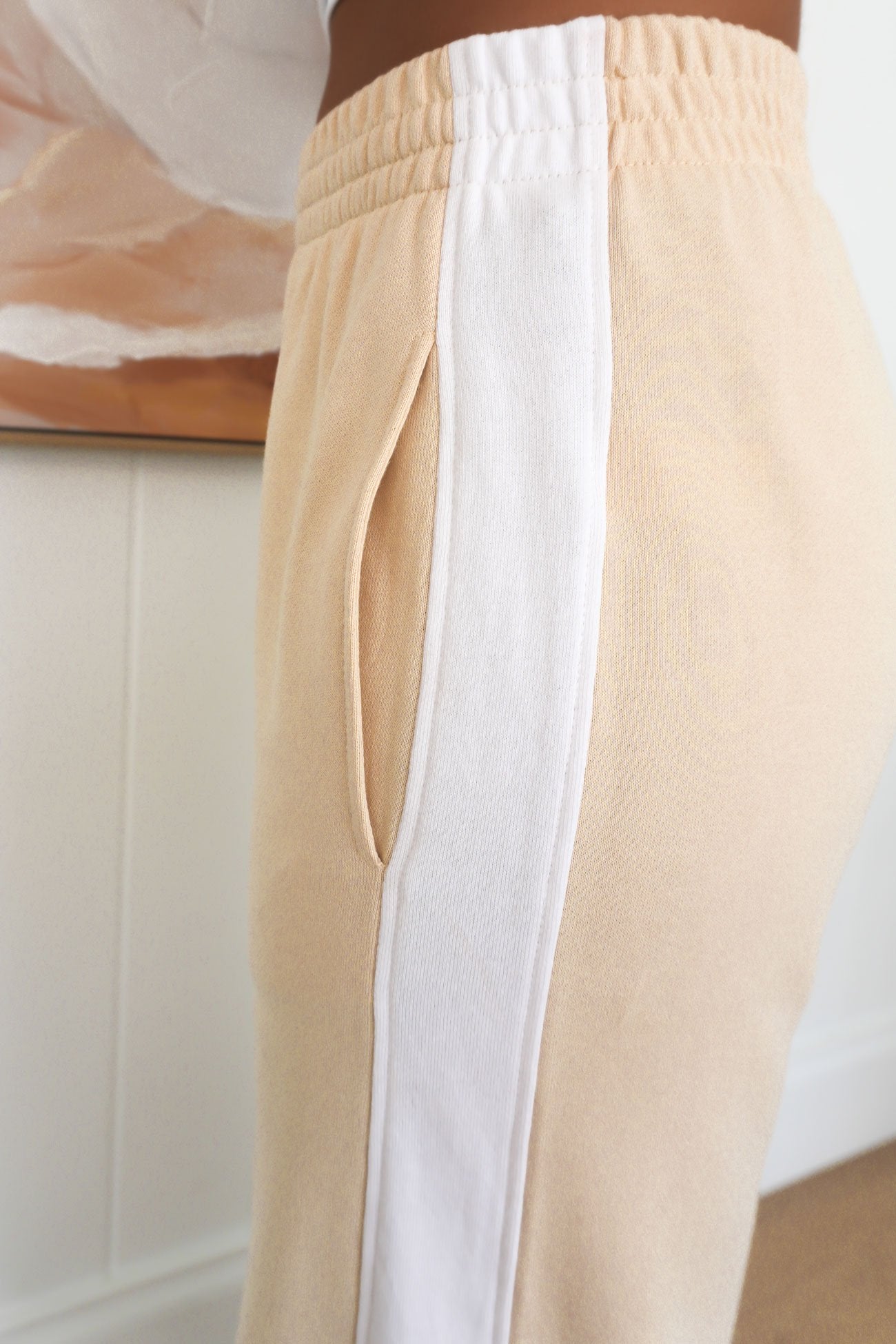 Journey Stripe Trackpant Beige - BY. ZAH