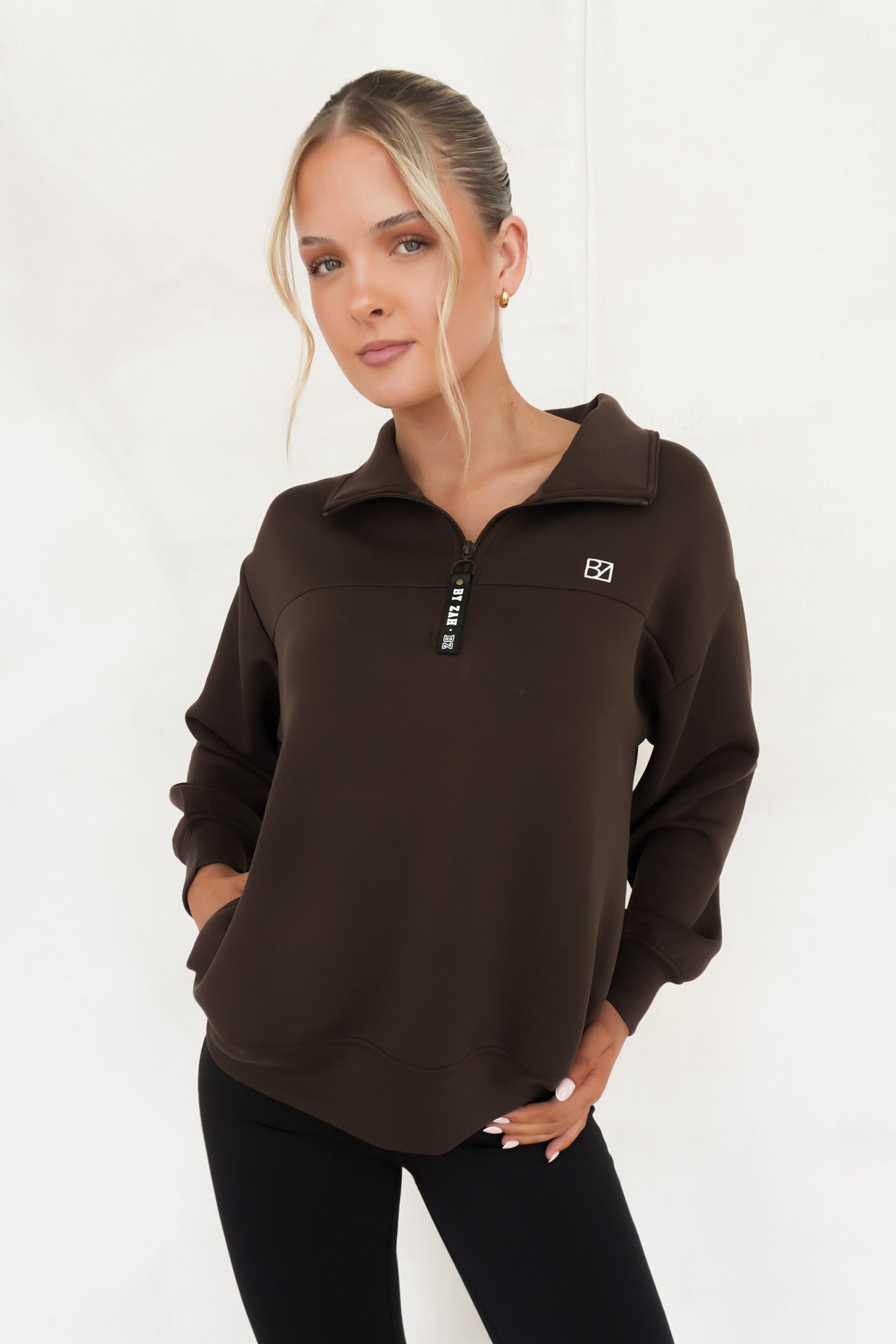 Jules Quarter Zip Chocolate