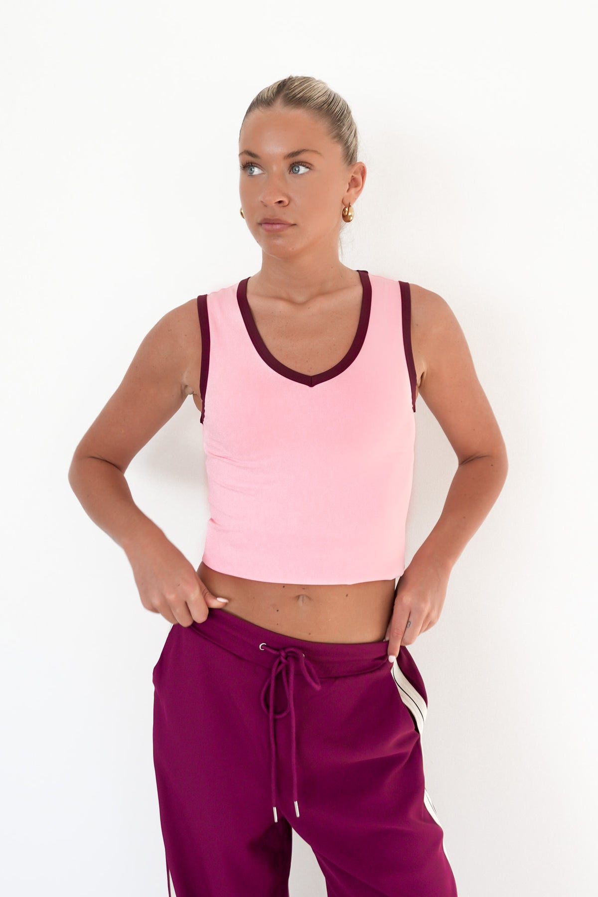 Londyn Contrast Layer Tank Pink